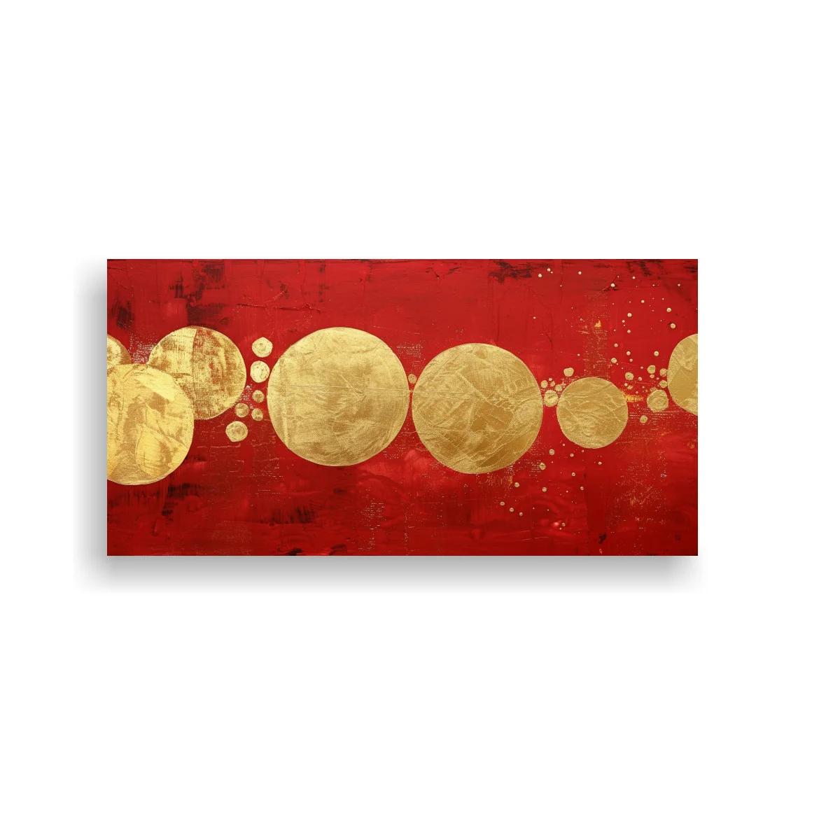 Cuadro círculos dorados sobre fondo rojo texturizado — imagen principal