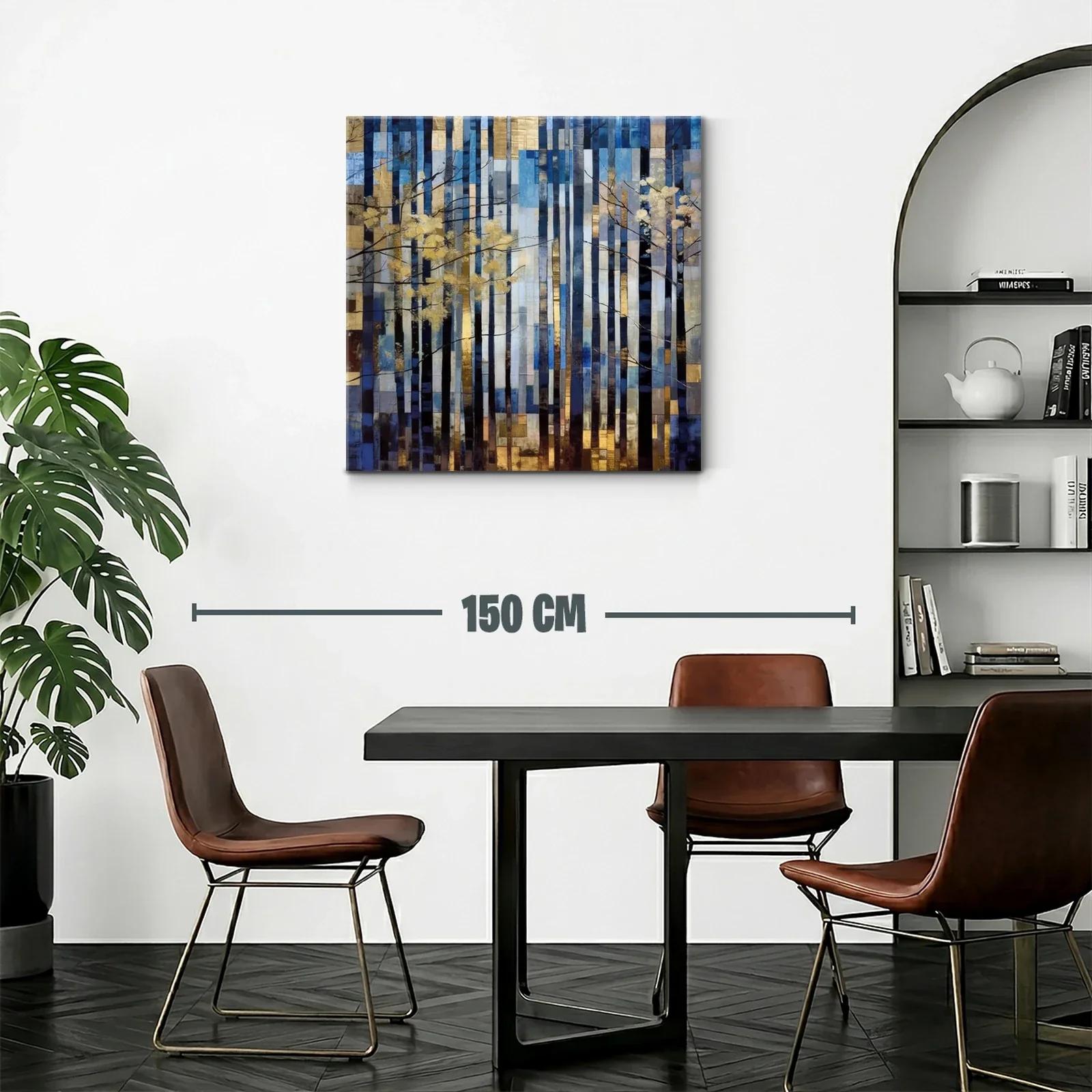 Bosque abstracto con tonos dorados y azules en líneas verticales — miniatura 2