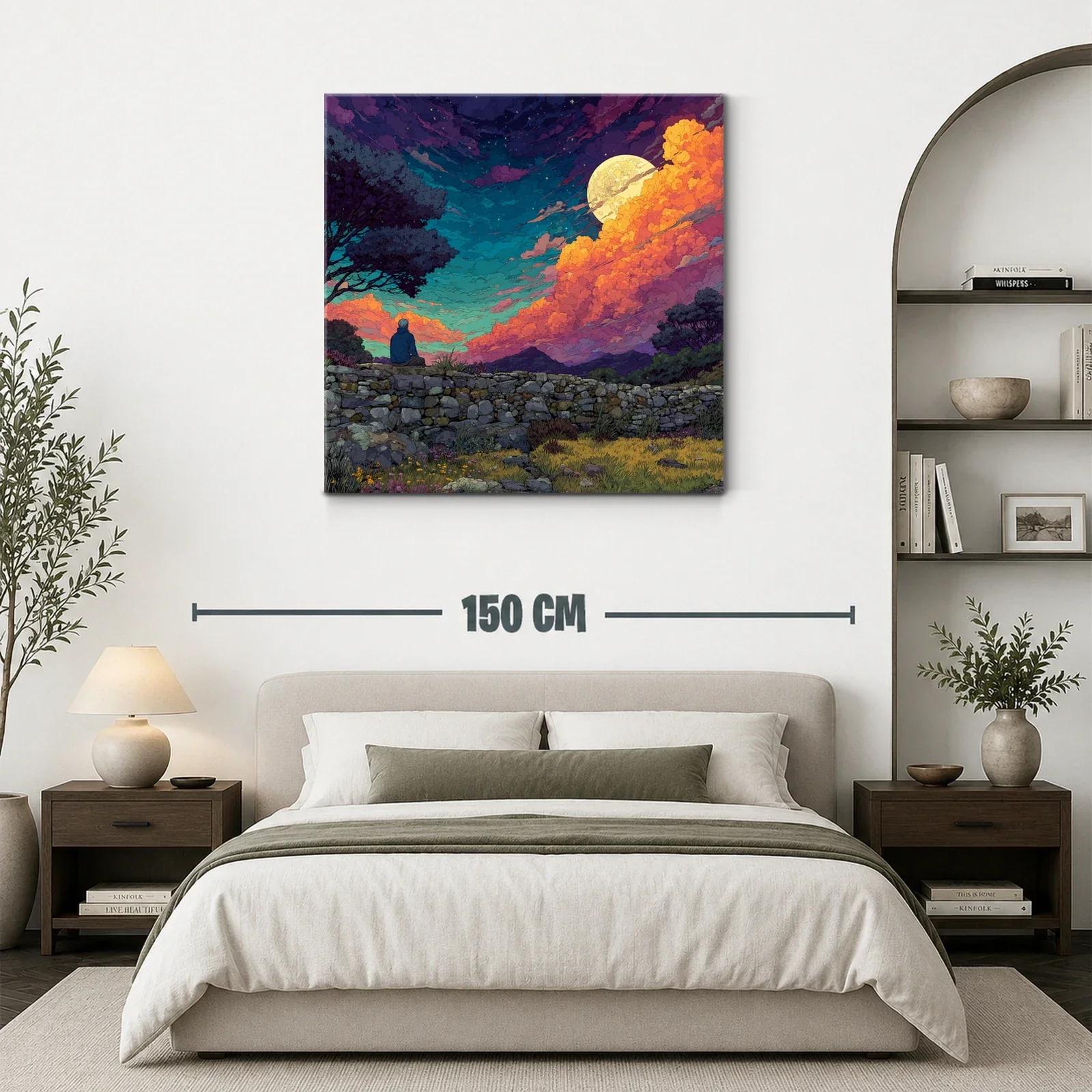 Paisaje nocturno con luna llena y cielo dramático — miniatura 3