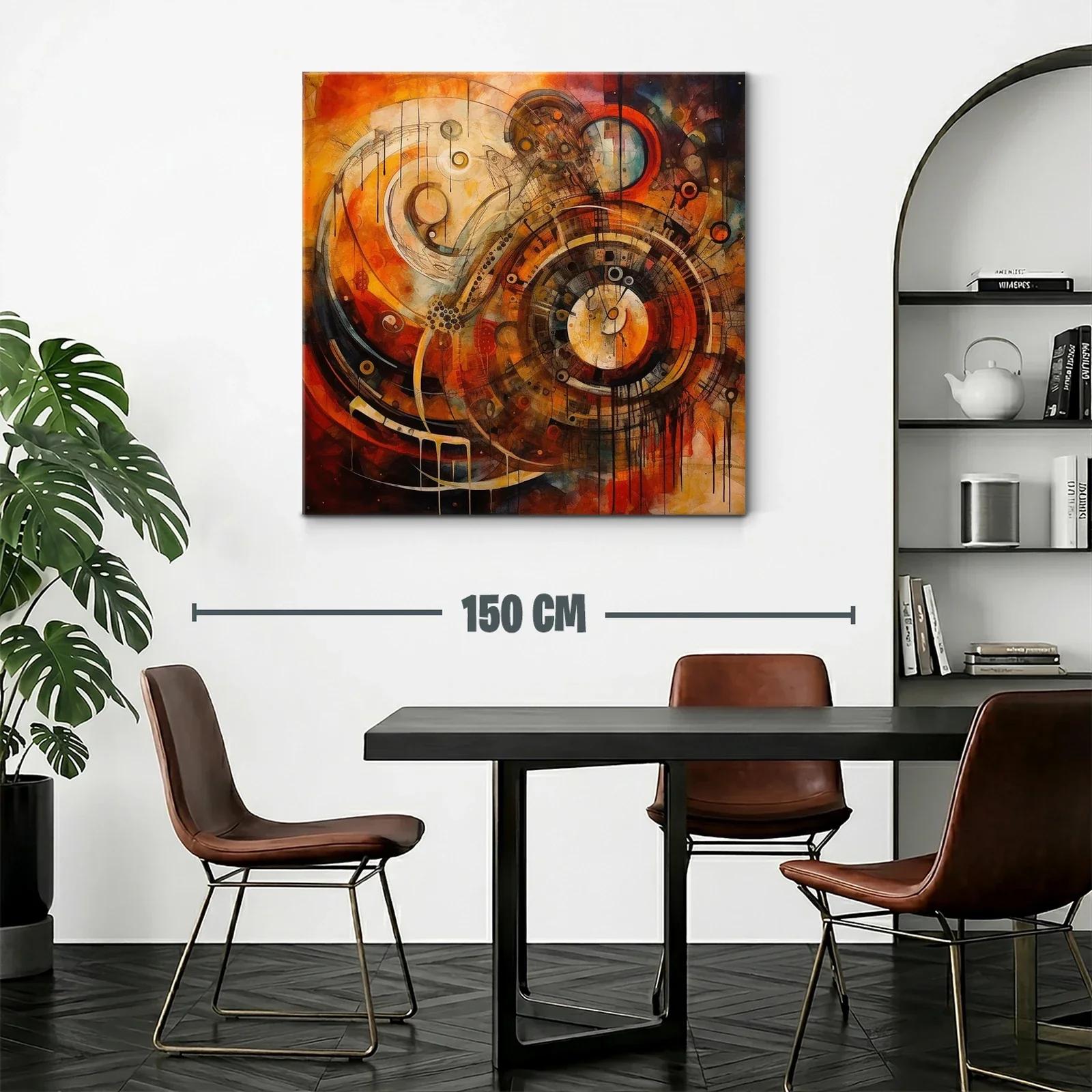 Cuadro abstracto con formas circulares y tonos cálidos intensos — miniatura 2