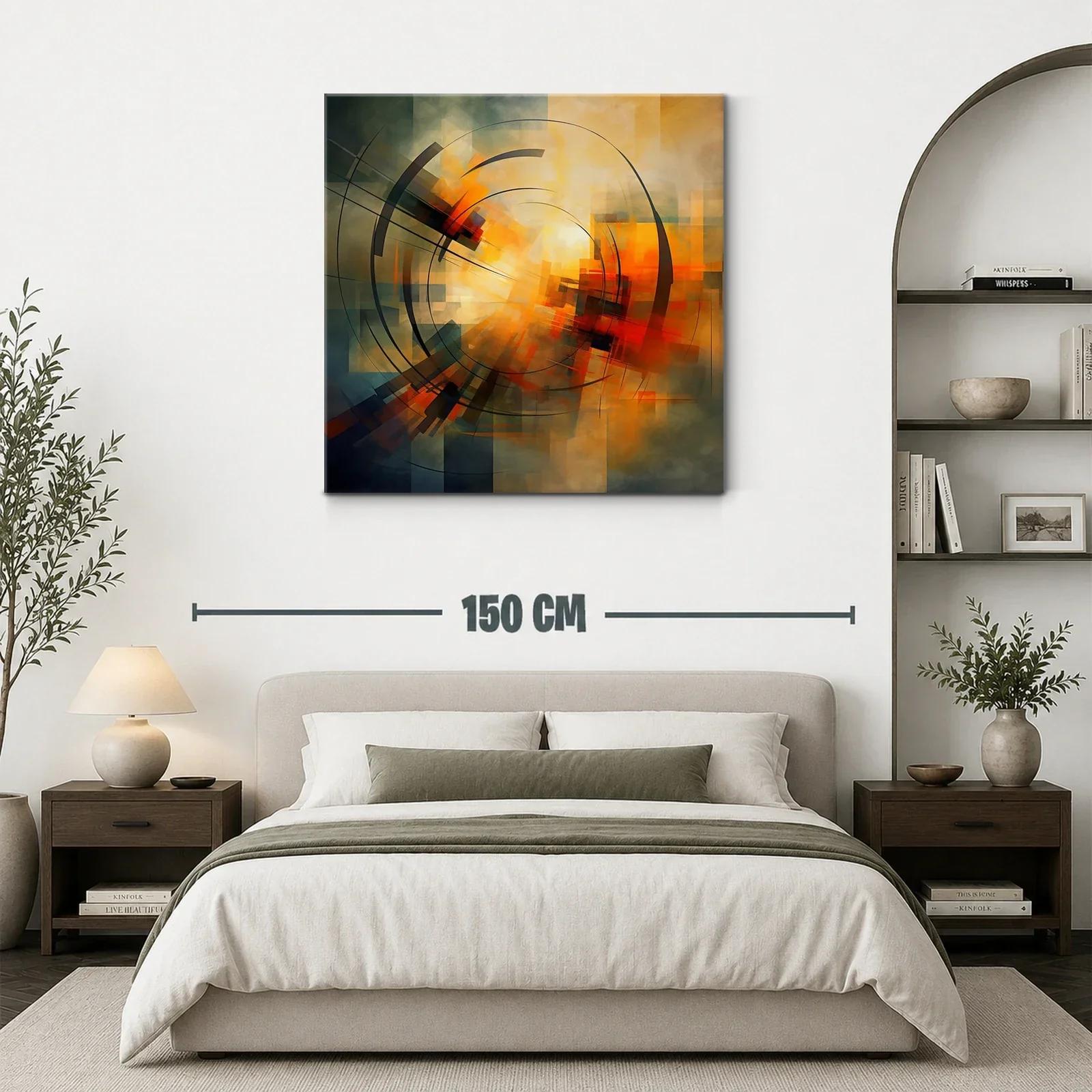 Cuadro abstracto con formas circulares y tonos cálidos — miniatura 3