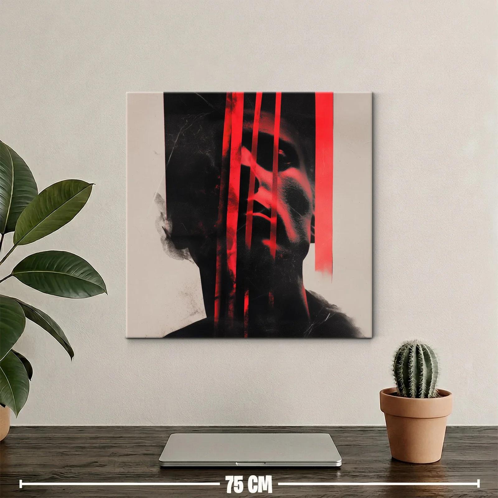 Retrato abstracto con líneas rojas intensas y sombras dramáticas — miniatura 2