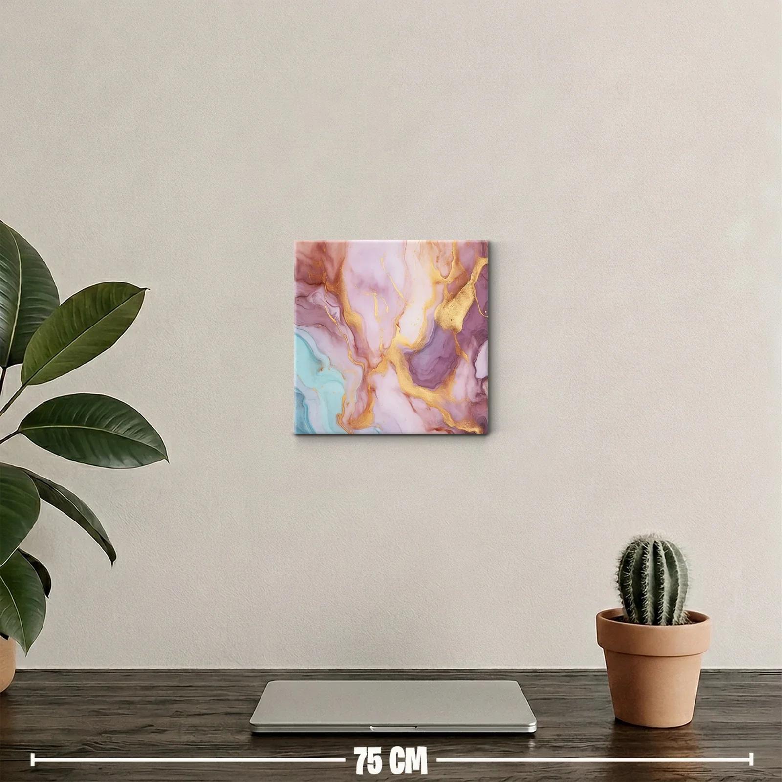 Cuadro abstracto con tonos pastel y detalles dorados vibrantes — miniatura 2