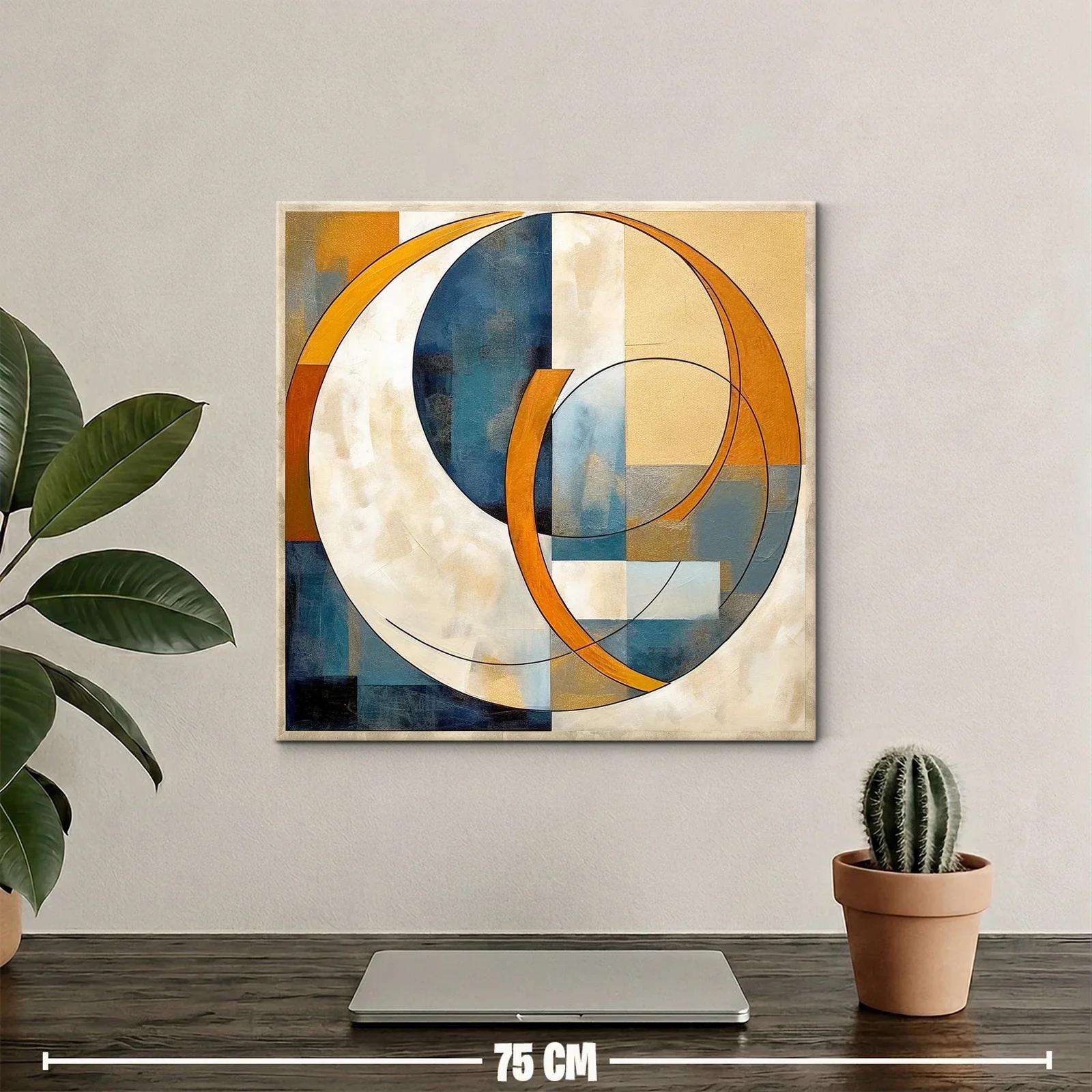Cuadro abstracto con formas circulares y tonos cálidos — miniatura 2
