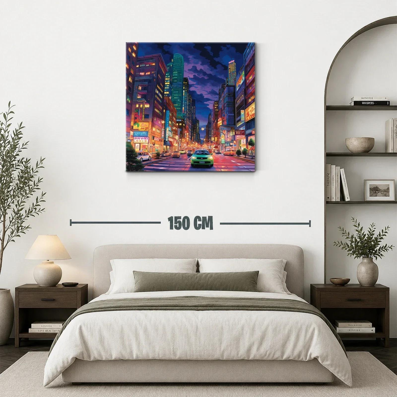 Ciudad vibrante iluminada en atardecer urbano moderno — miniatura 3