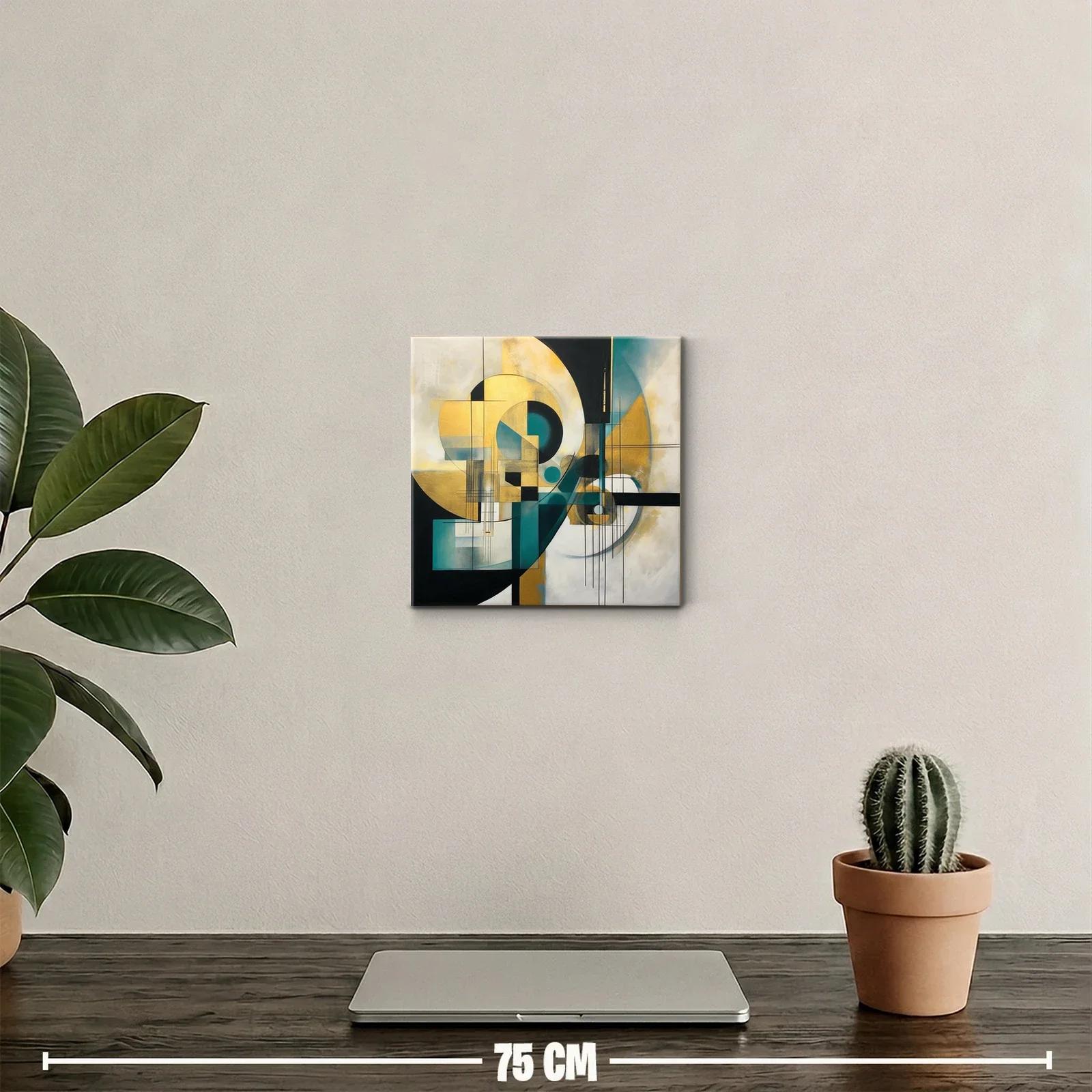 Composición abstracta en tonos oro y turquesa — miniatura 2