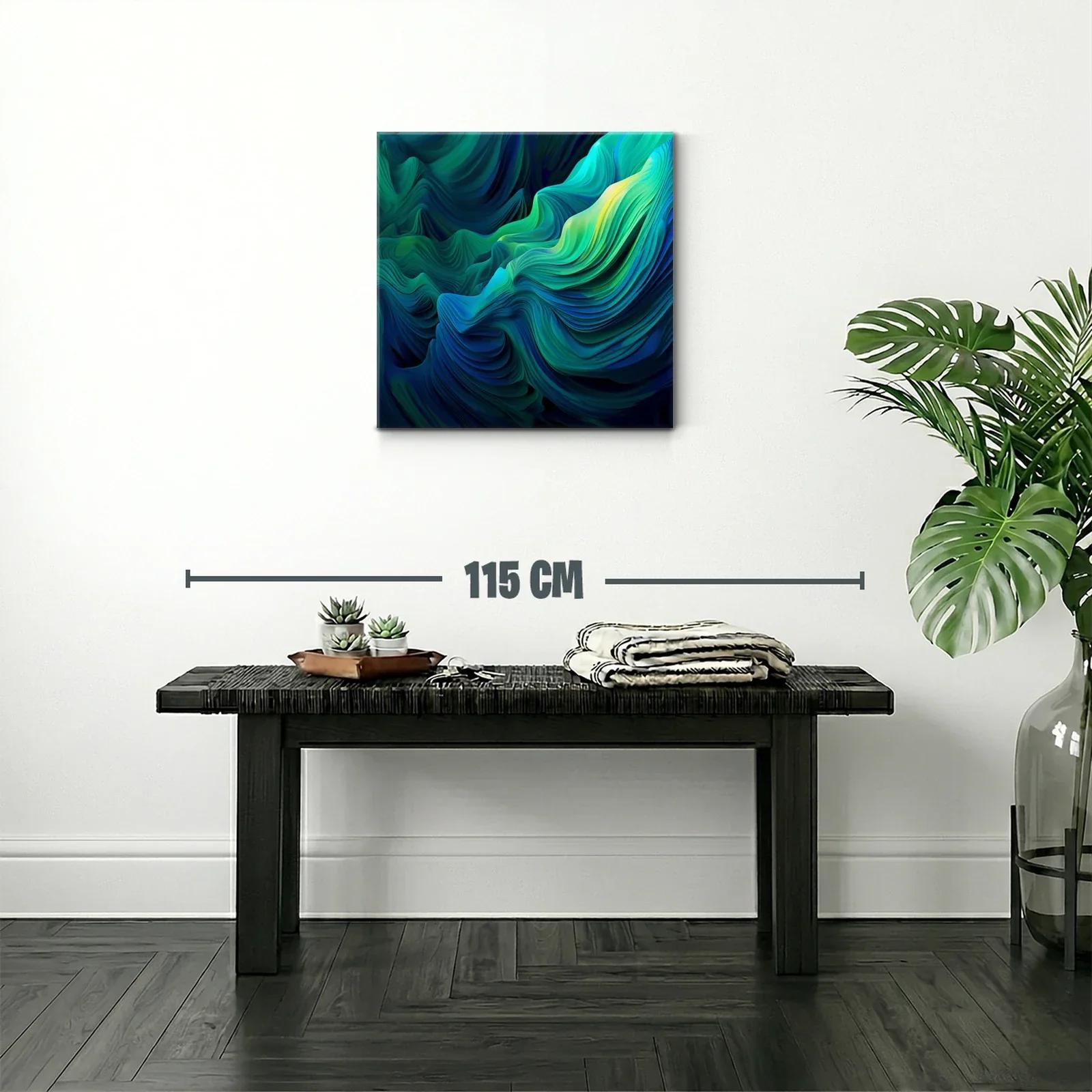Cuadro Abstracto en Tonos Verdes y Azules Vibrantes — miniatura 2