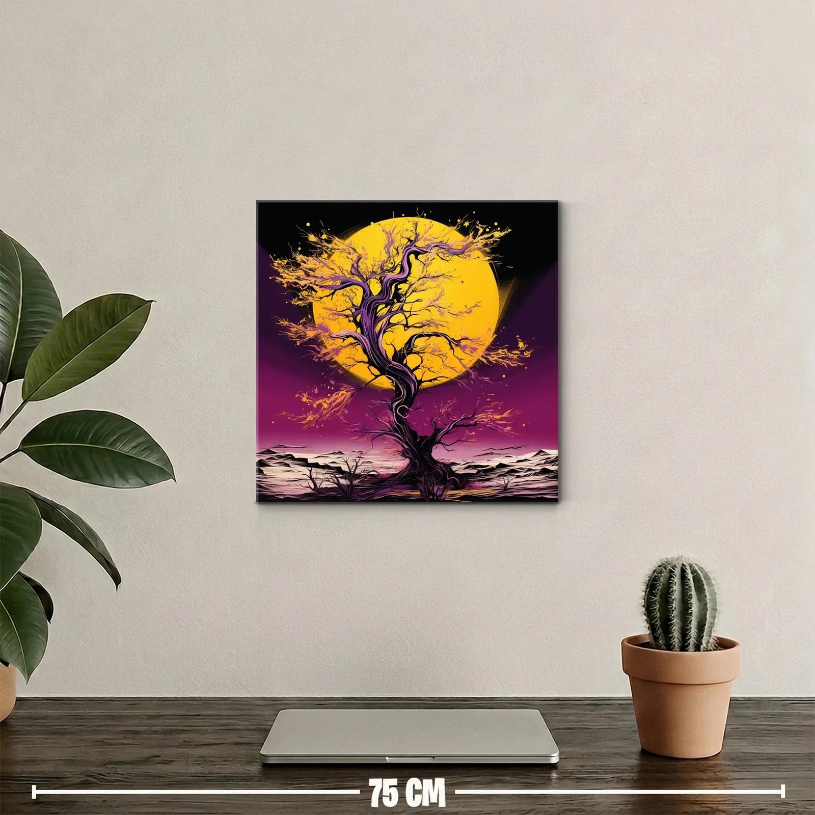 Árbol Fantástico con Luna Amarilla y Cielo Púrpura — miniatura 2