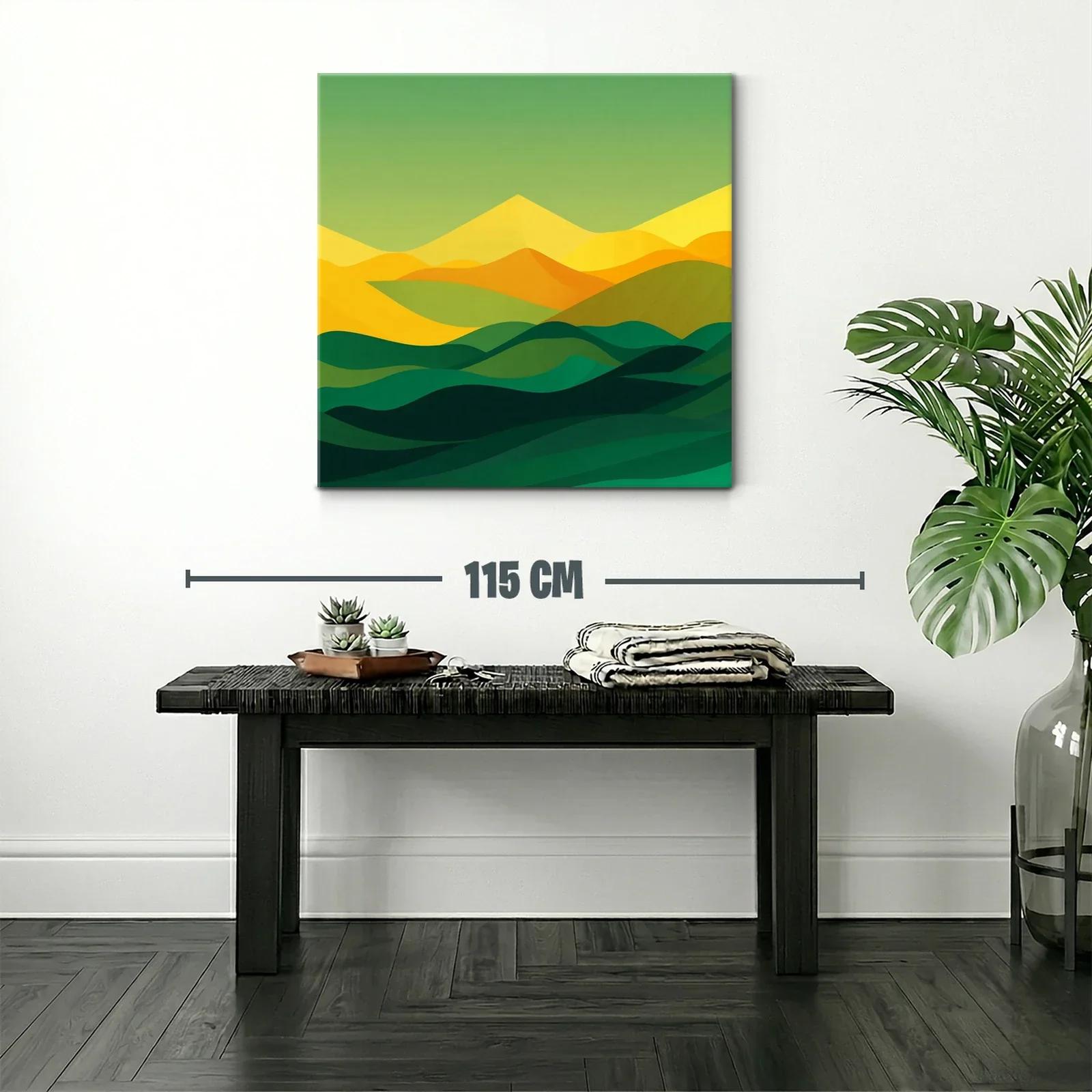 Paisaje abstracto en tonos verdes y amarillos cálidos — miniatura 2
