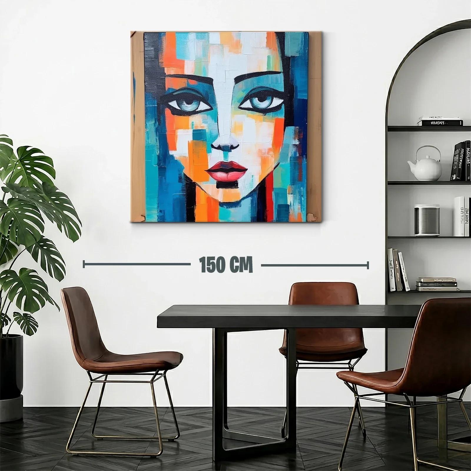 Rostro femenino vibrante con tonos azul y naranja — miniatura 2