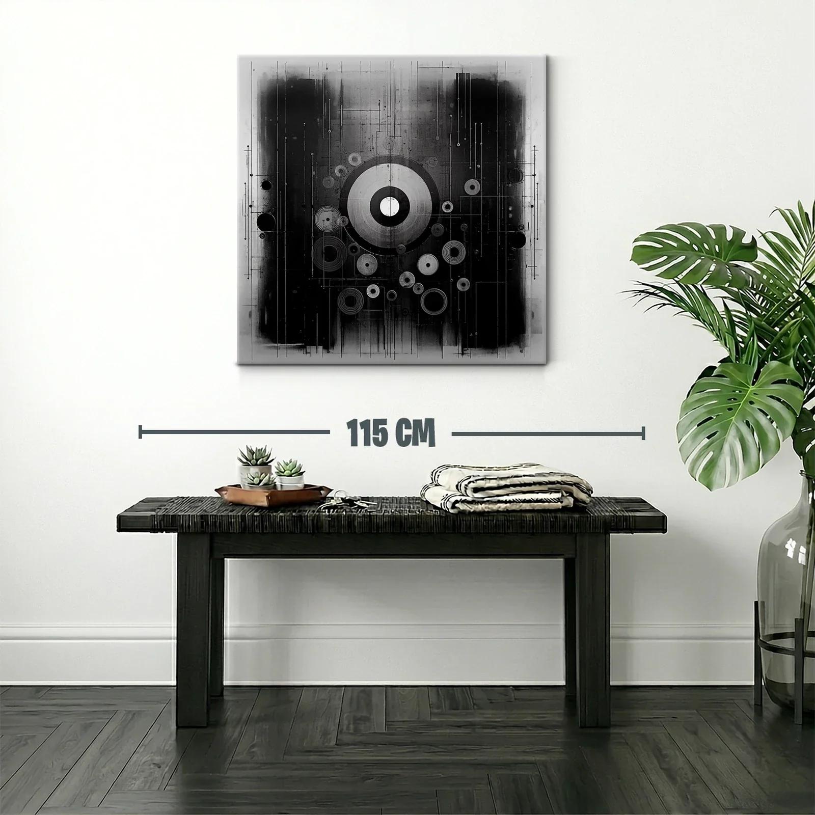 Composición abstracta con círculos y líneas en blanco y negro — miniatura 2