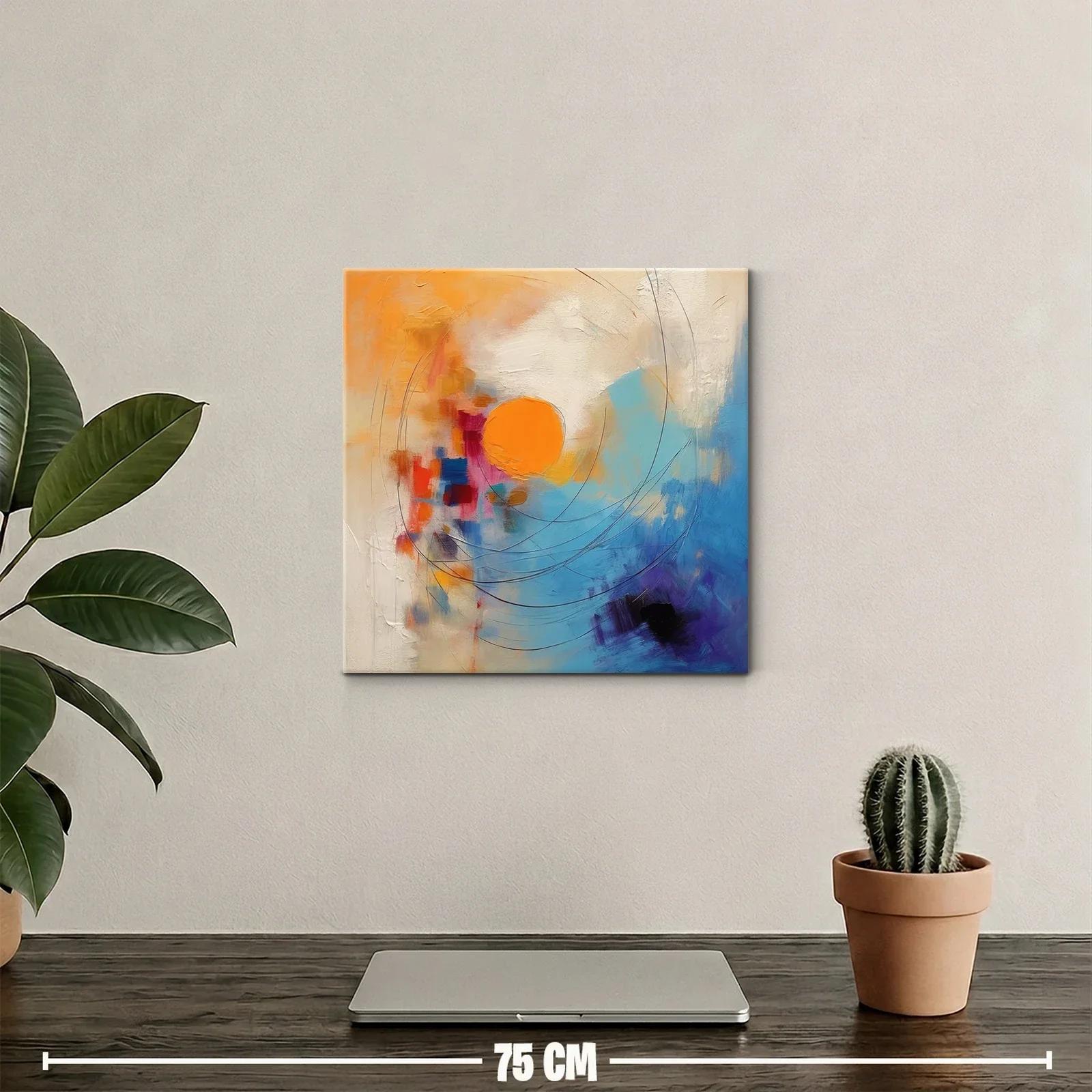 Cuadro abstracto con tonos vibrantes y formas circulares — miniatura 2