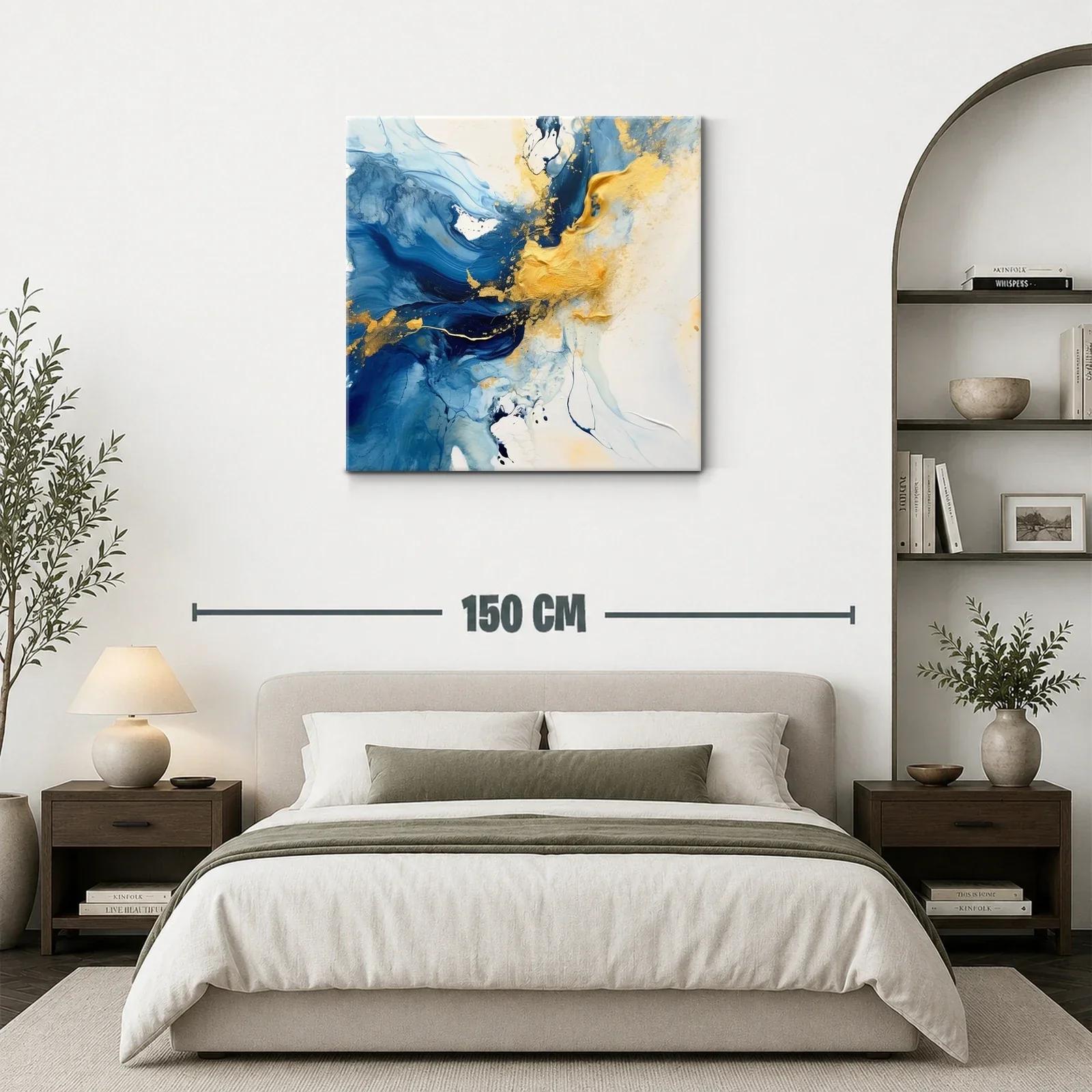 Arte abstracto con tonos azul y dorado vibrante — miniatura 3