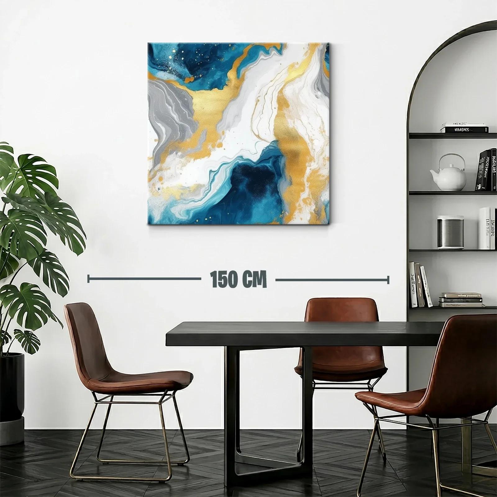 Composición abstracta con tonos dorados y azules intensos — miniatura 2