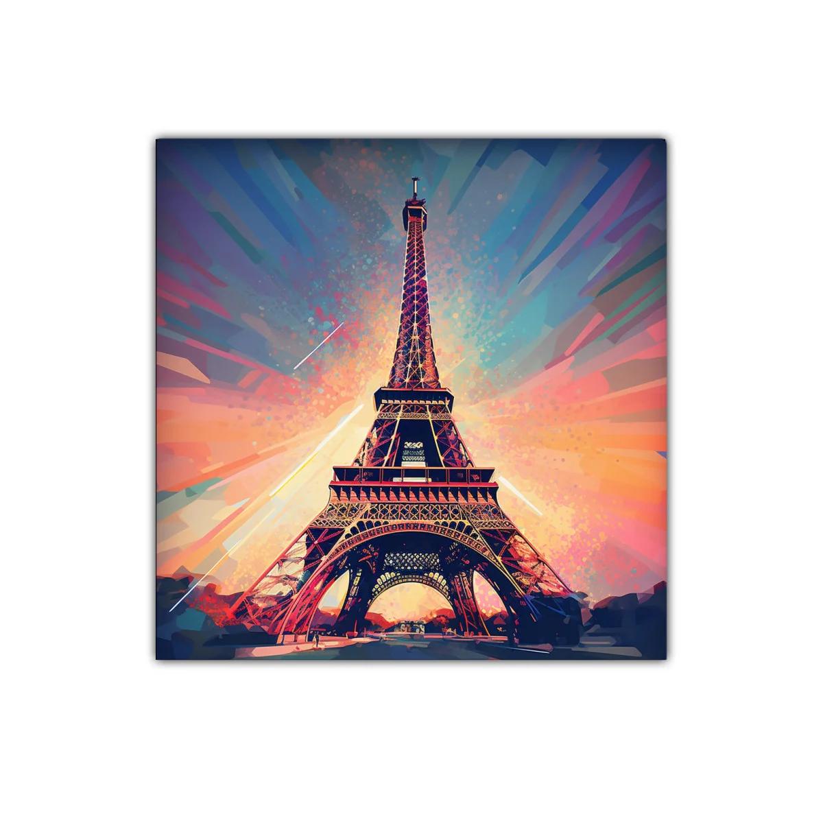 Cuadro Torre Eiffel con vibrantes tonos y luz cálida — miniatura 1