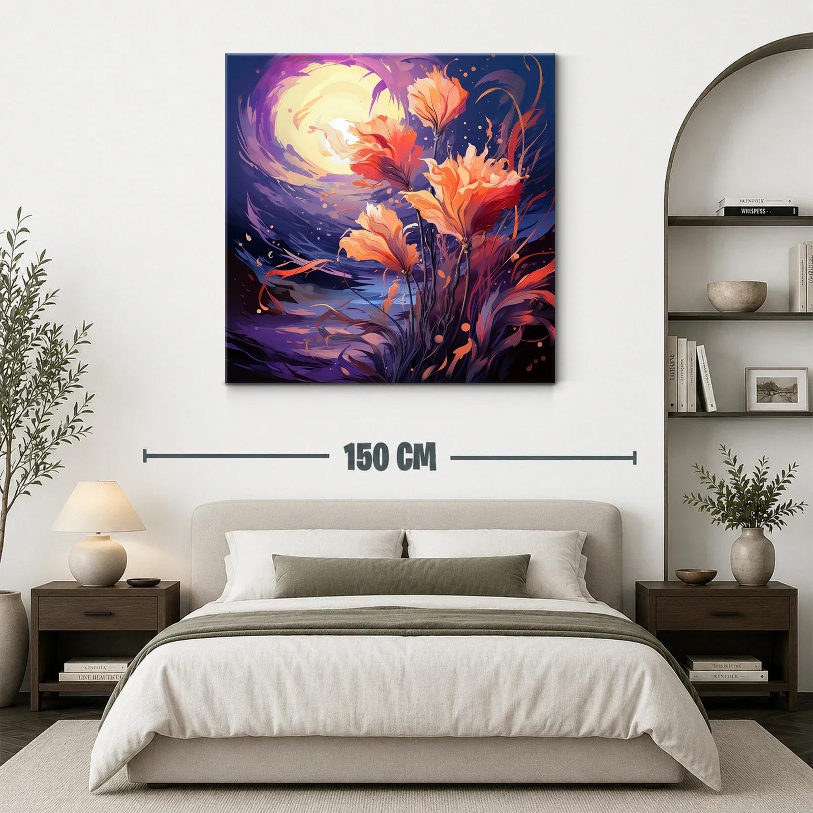 Flores vibrantes bajo un cielo nocturno iluminado — miniatura 3