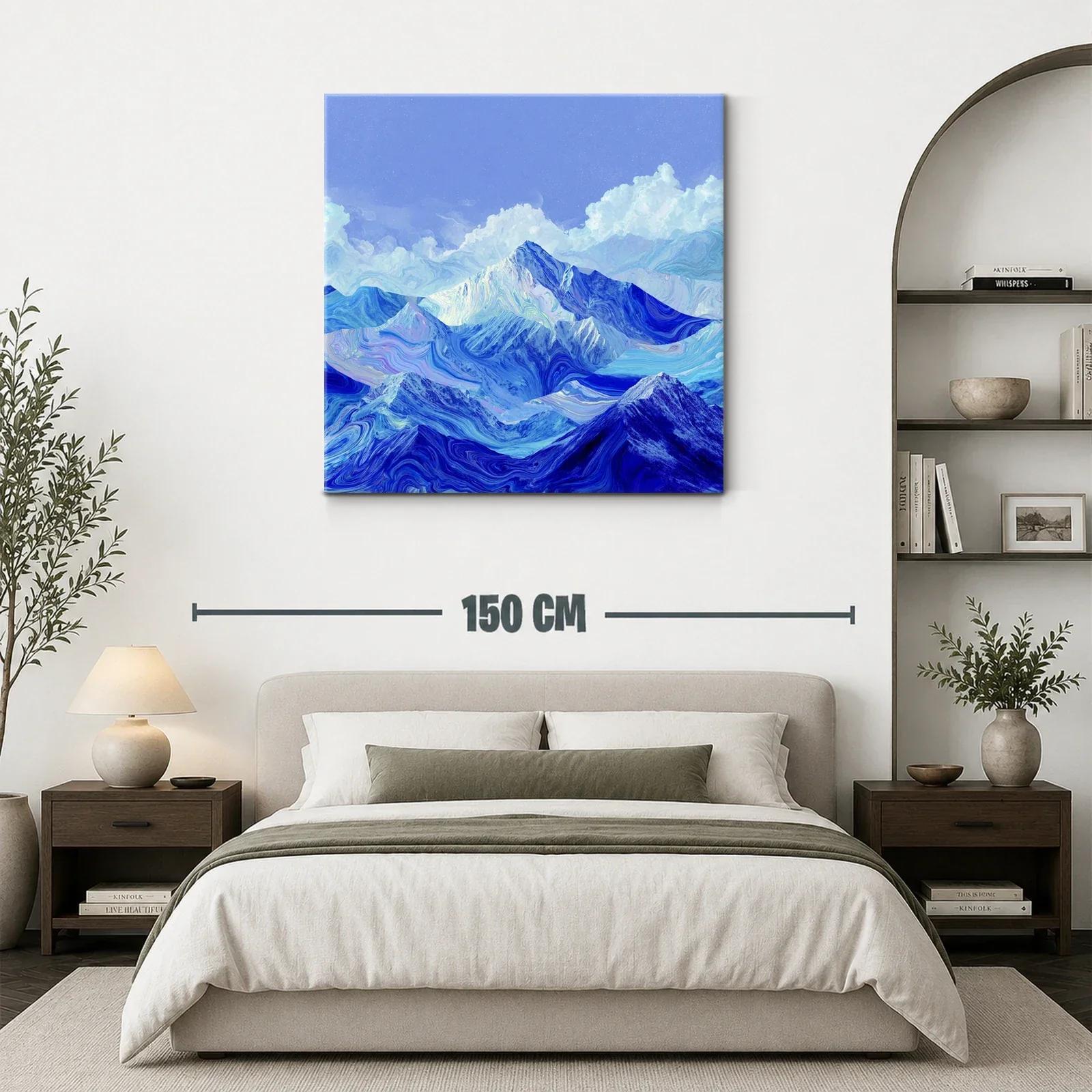 Montañas azules con texturas onduladas y cielo nublado — miniatura 3