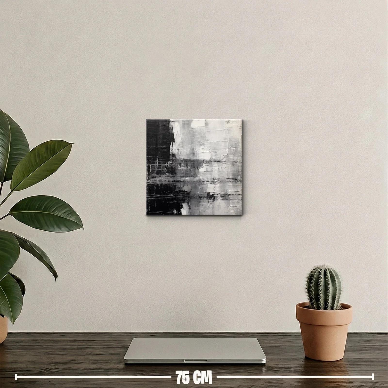 Cuadro abstracto en escala de grises para decoración moderna — miniatura 2