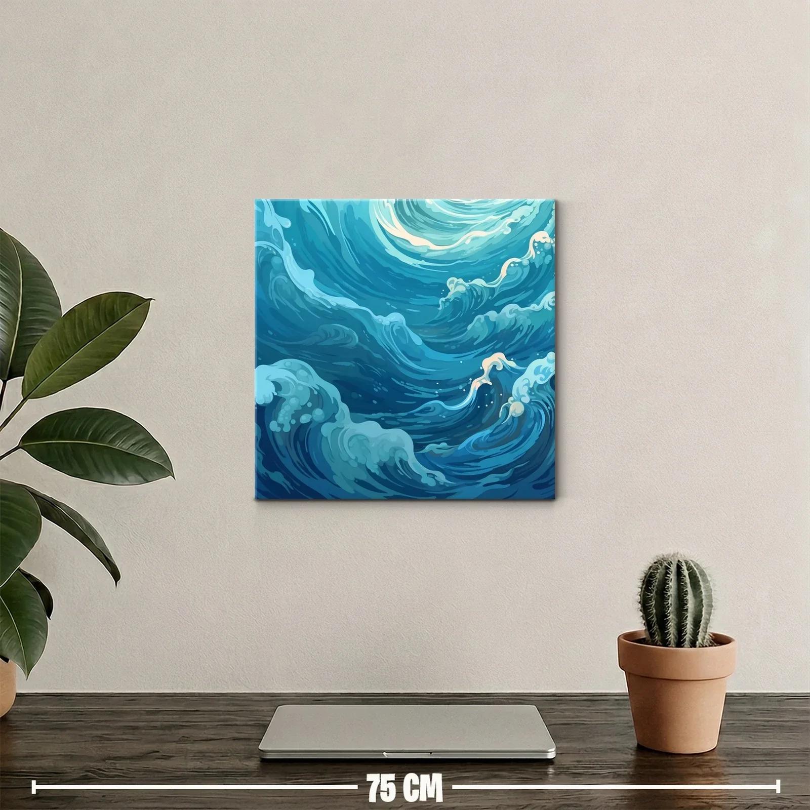 Cuadro de olas en movimiento con tonos azulados — miniatura 2