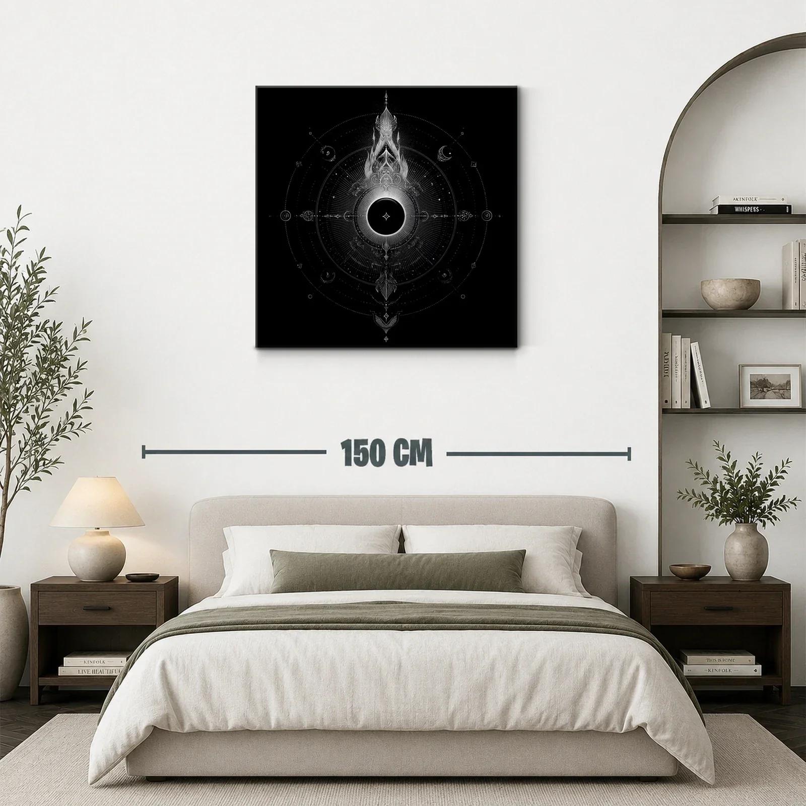 Mandala cósmico en blanco y negro de estilo místico — miniatura 3