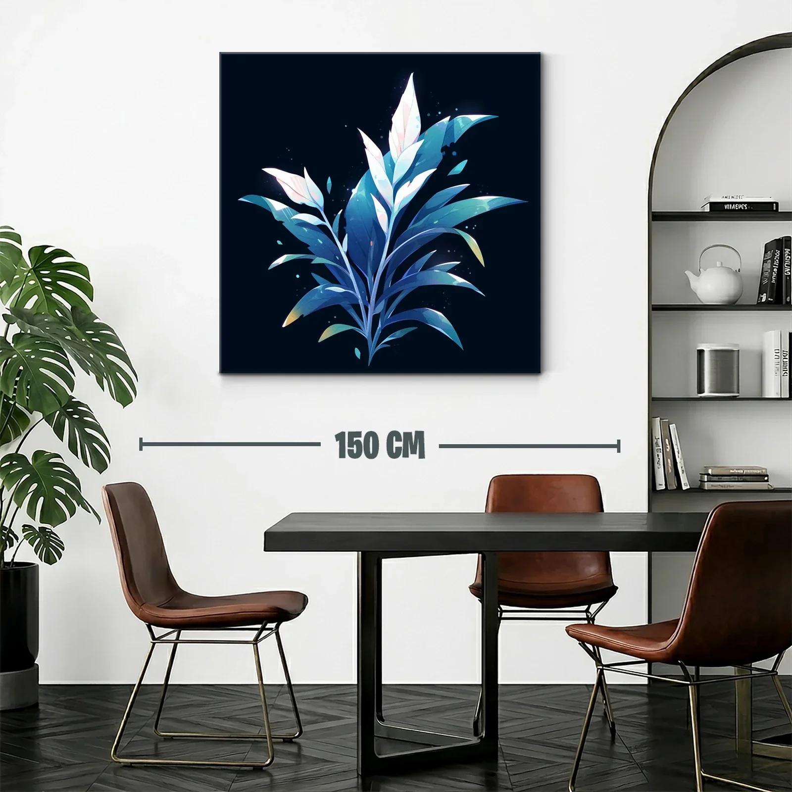 Plantas estilizadas en tonos azules y blancos sobre fondo oscuro — miniatura 2