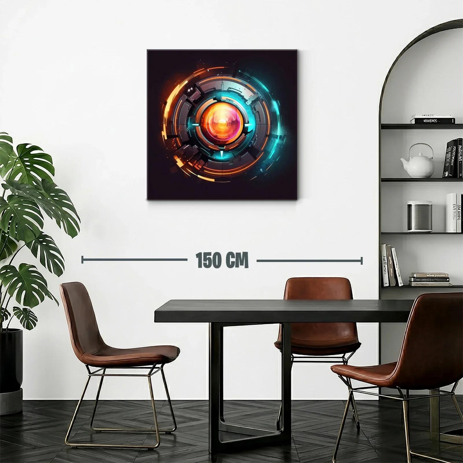 Cuadro abstracto de círculos tecnológicos vibrantes — miniatura 2