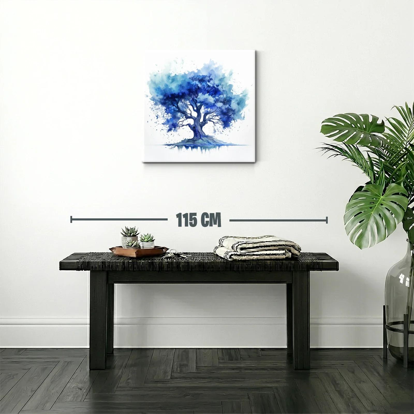 Árbol en tonos azules con estilo acuarela moderno — miniatura 2