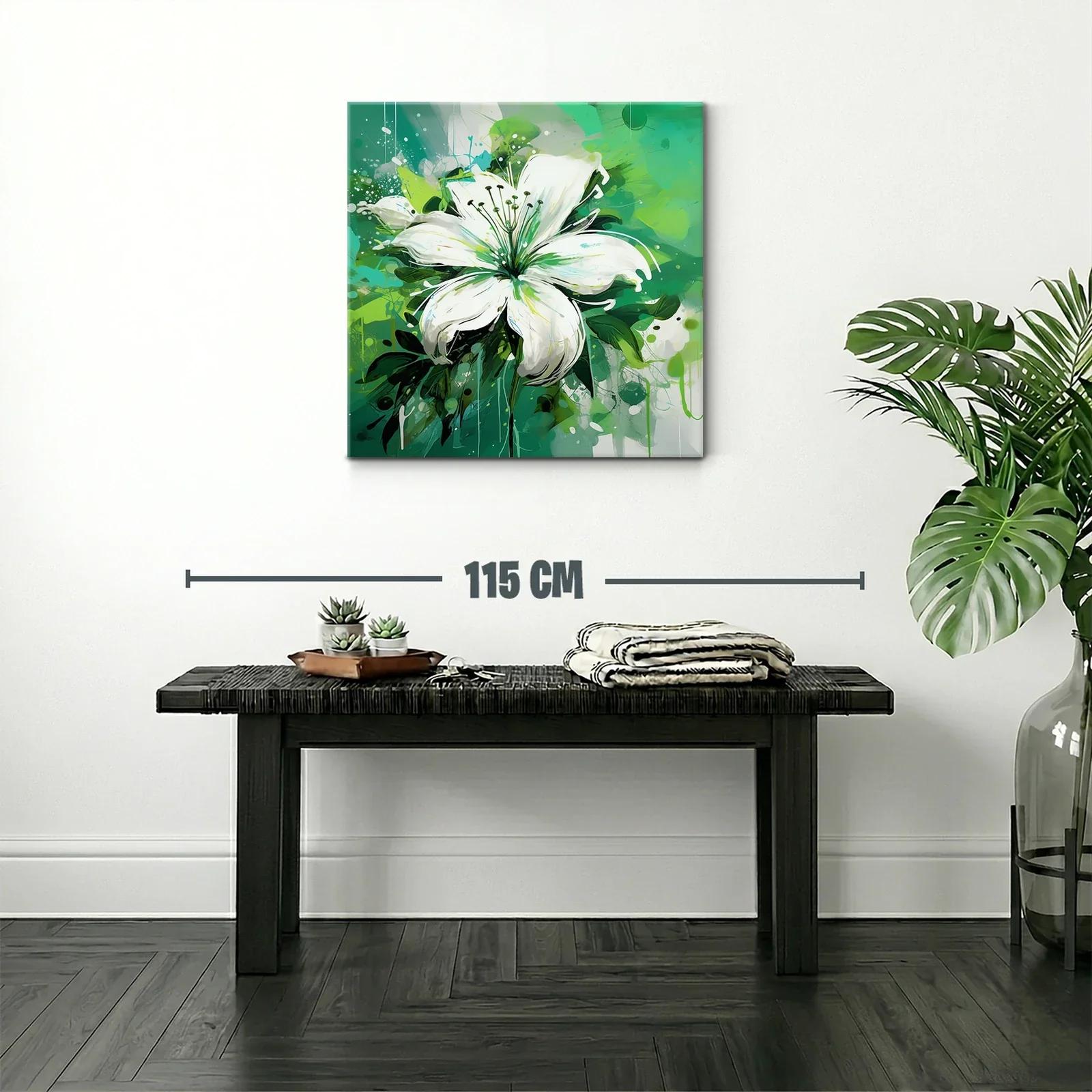 Imponente flor blanca sobre fondo verde vibrante — miniatura 2