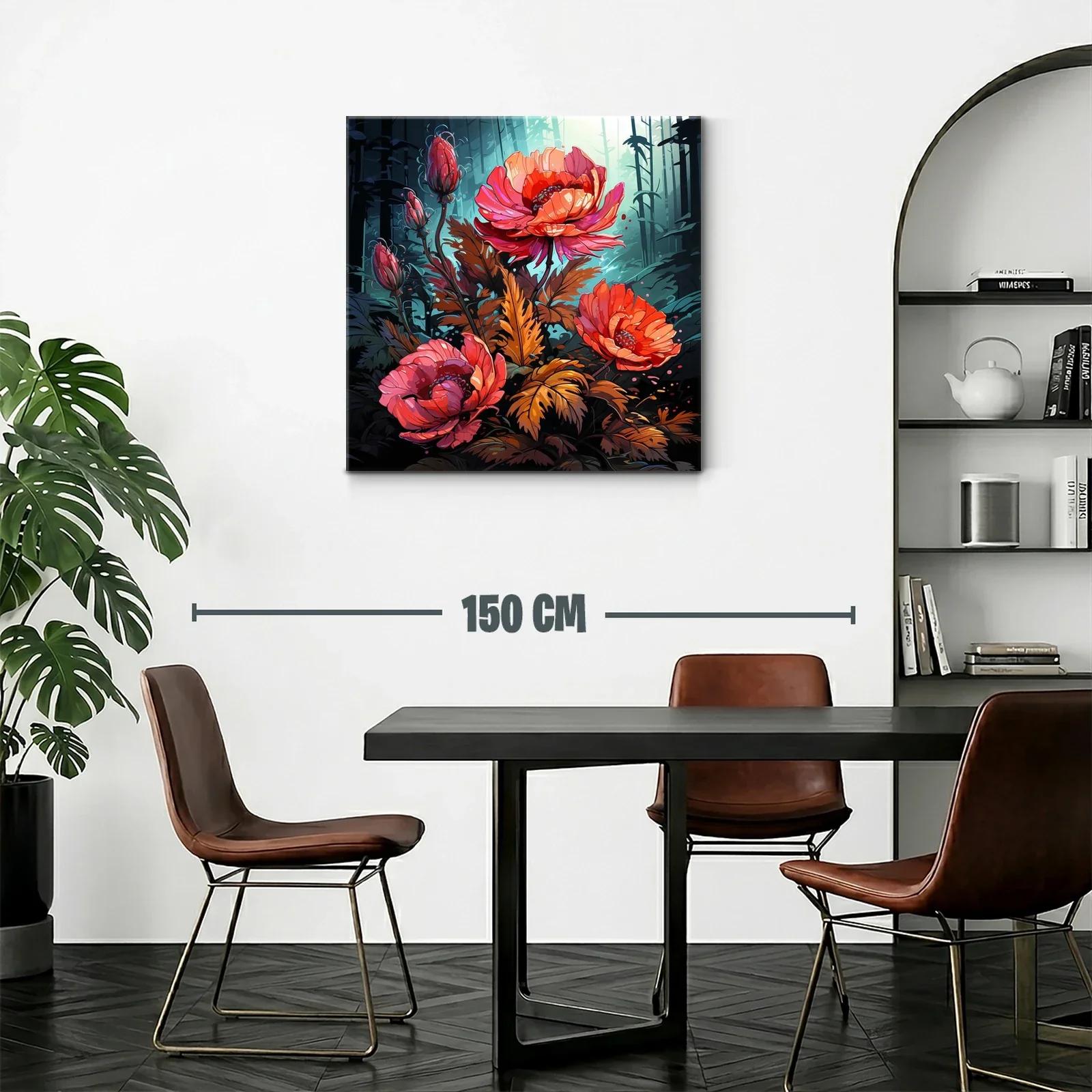 Flores vibrantes en contraste con bosque nocturno — miniatura 2