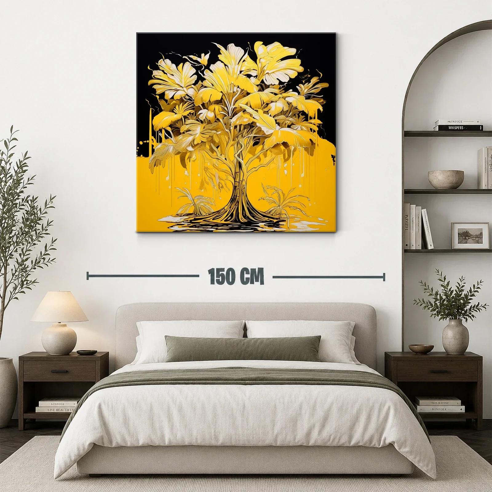 Árbol dorado con hojas exuberantes y fondo vibrante — miniatura 3