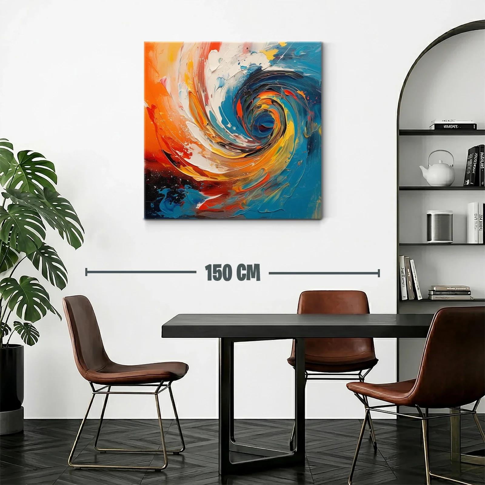 Cuadro abstracto con remolino en tonos vibrantes — miniatura 2