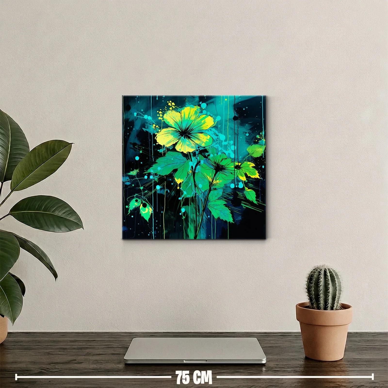 Cuadro floral vibrante en tonos verdes y amarillos — miniatura 2