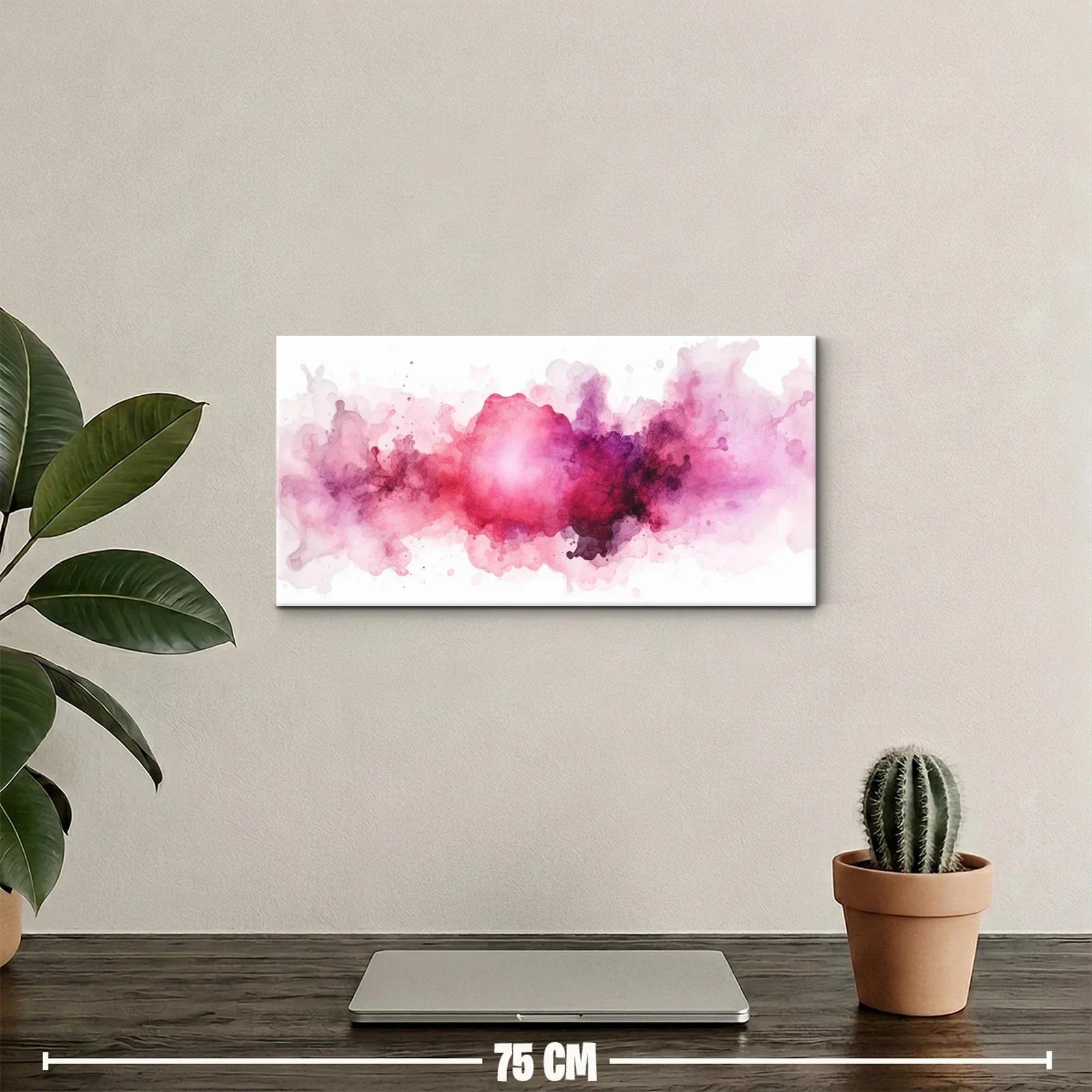 Cuadro mancha de acuarela rosa y granate en franja fluida — miniatura 2