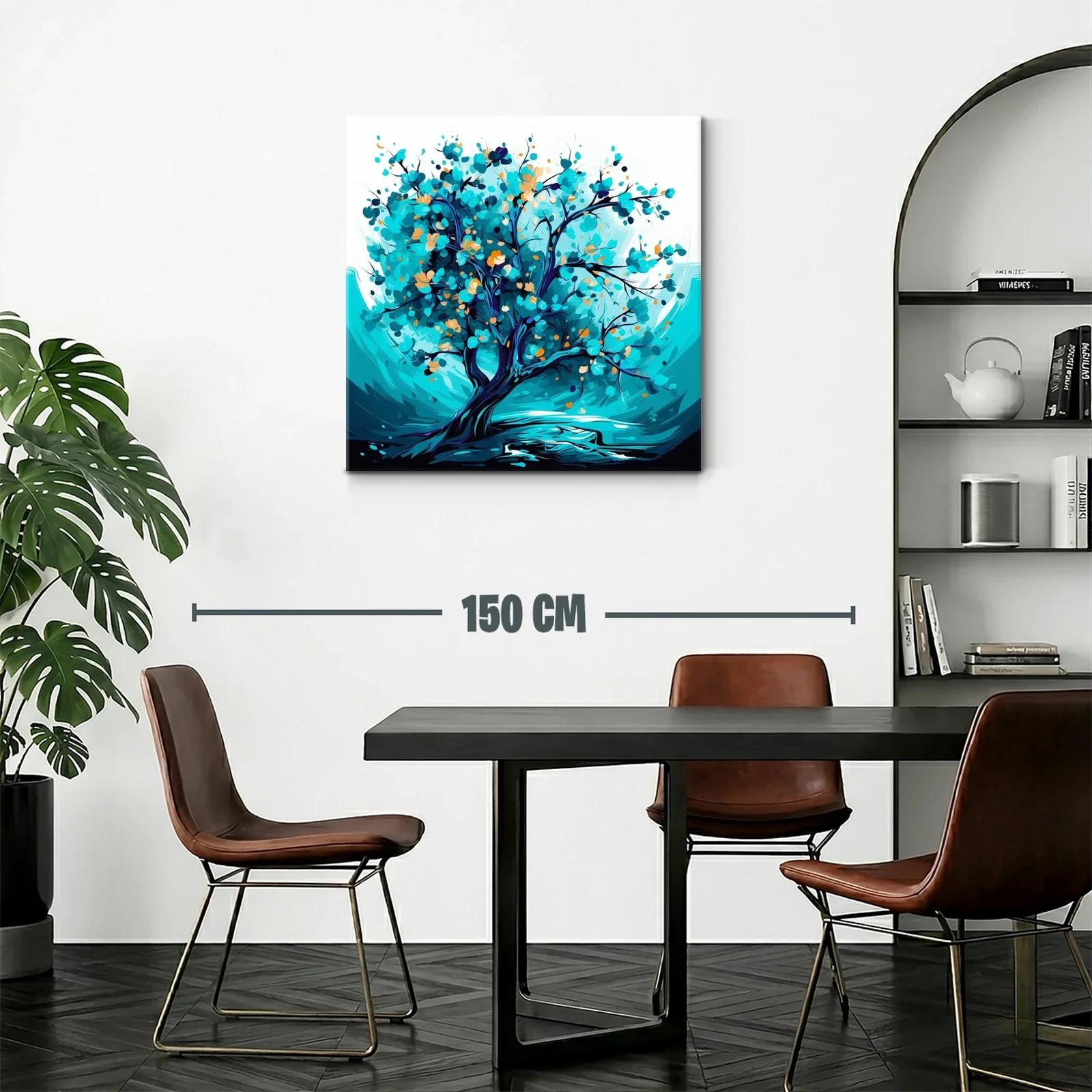 Árbol vibrante en tonos turquesa y azul profundo — miniatura 2