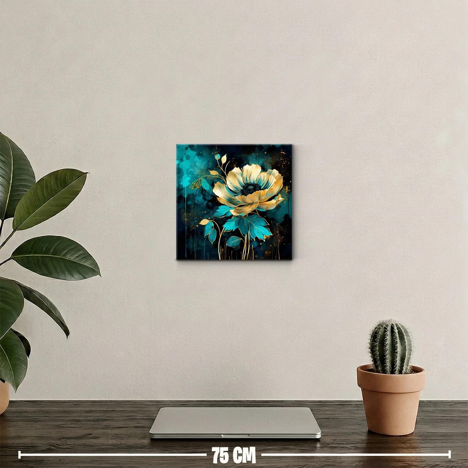 Flor dorada sobre fondo intenso azul y negro — miniatura 2