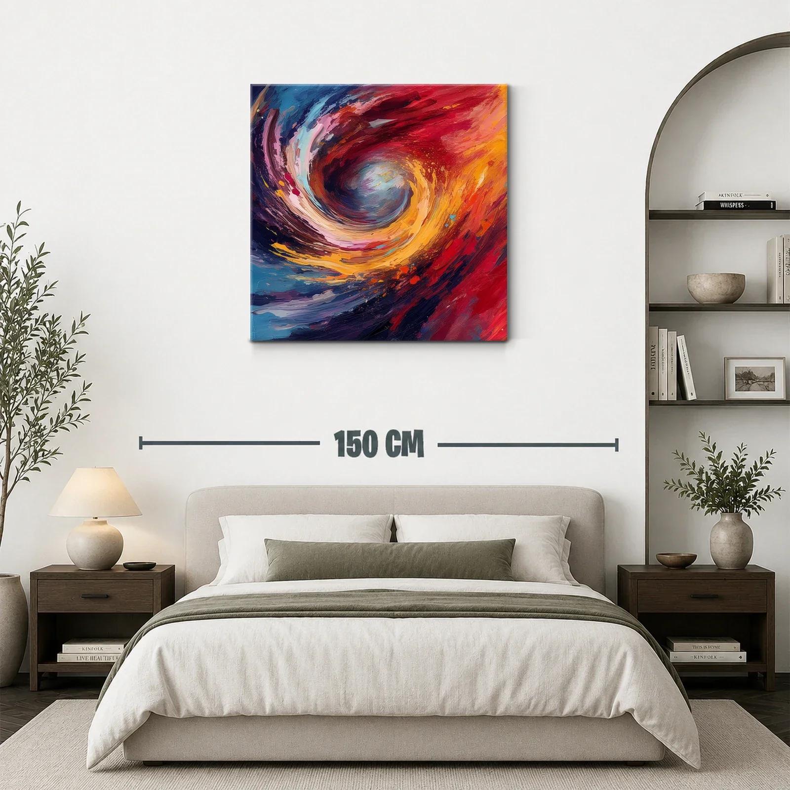 Cuadro abstracto remolino en vibrantes tonos cálidos y fríos — miniatura 3