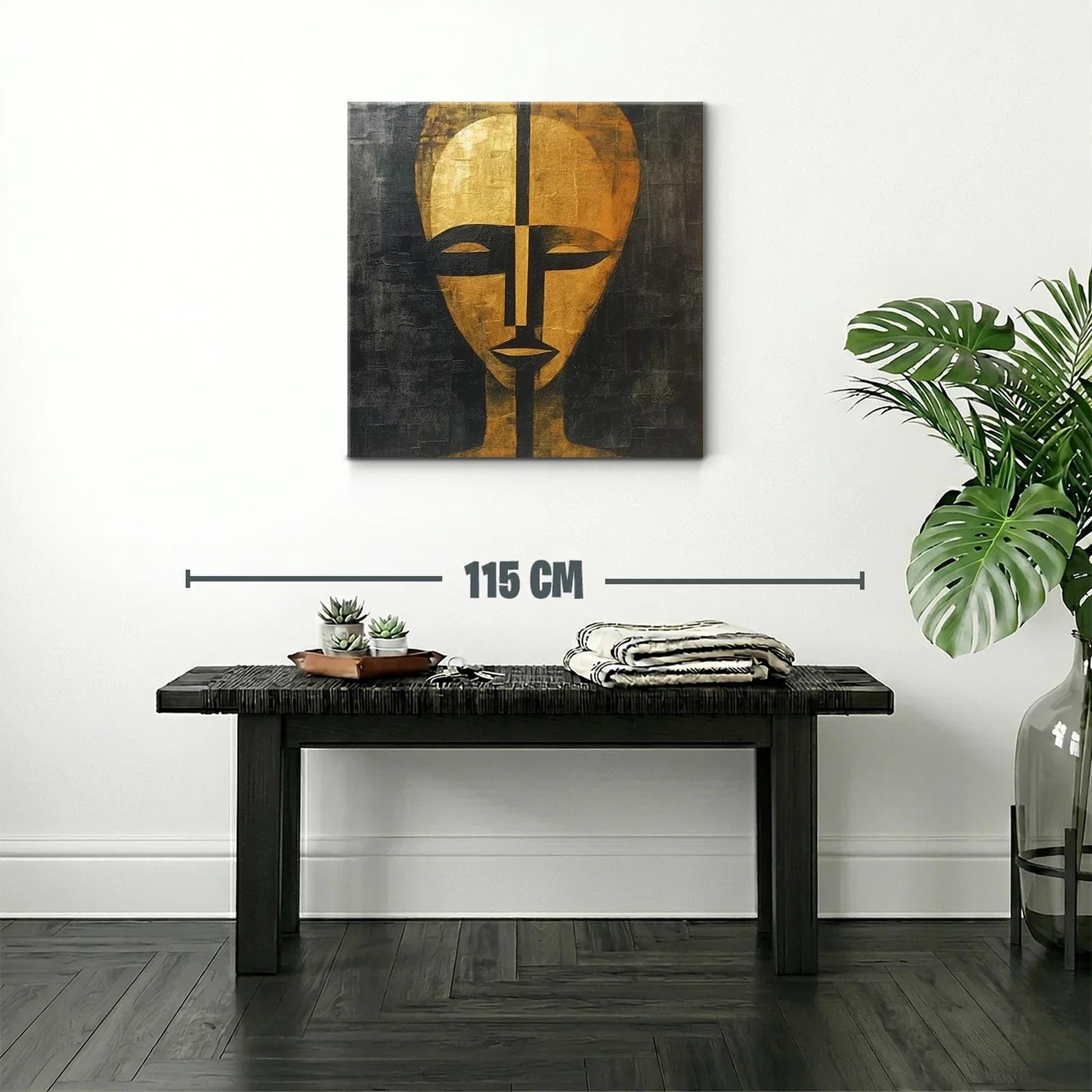 Rostro abstracto en tonos dorados y negros — miniatura 2