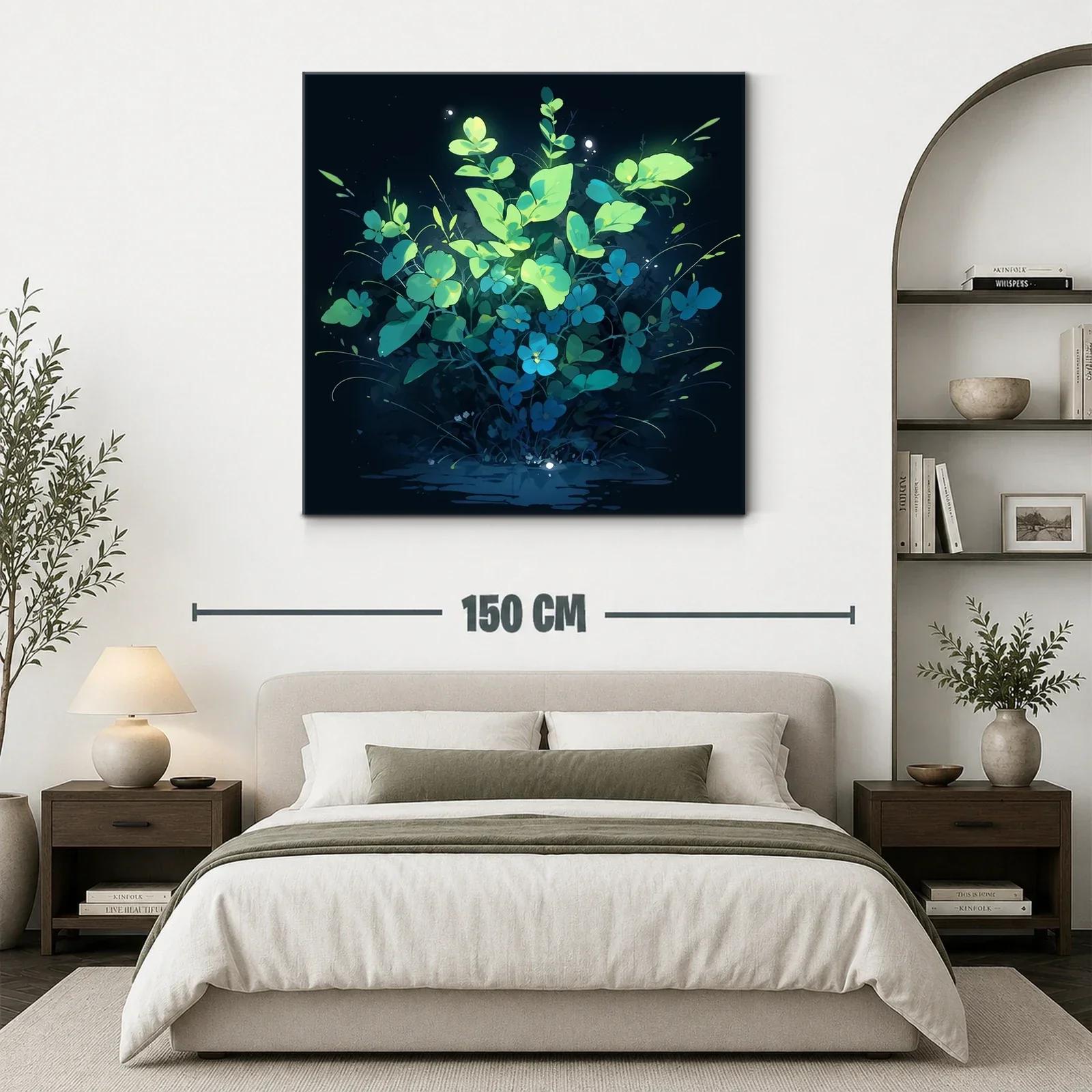 Ramo luminoso de flores y hojas verdes sobre fondo oscuro — miniatura 3