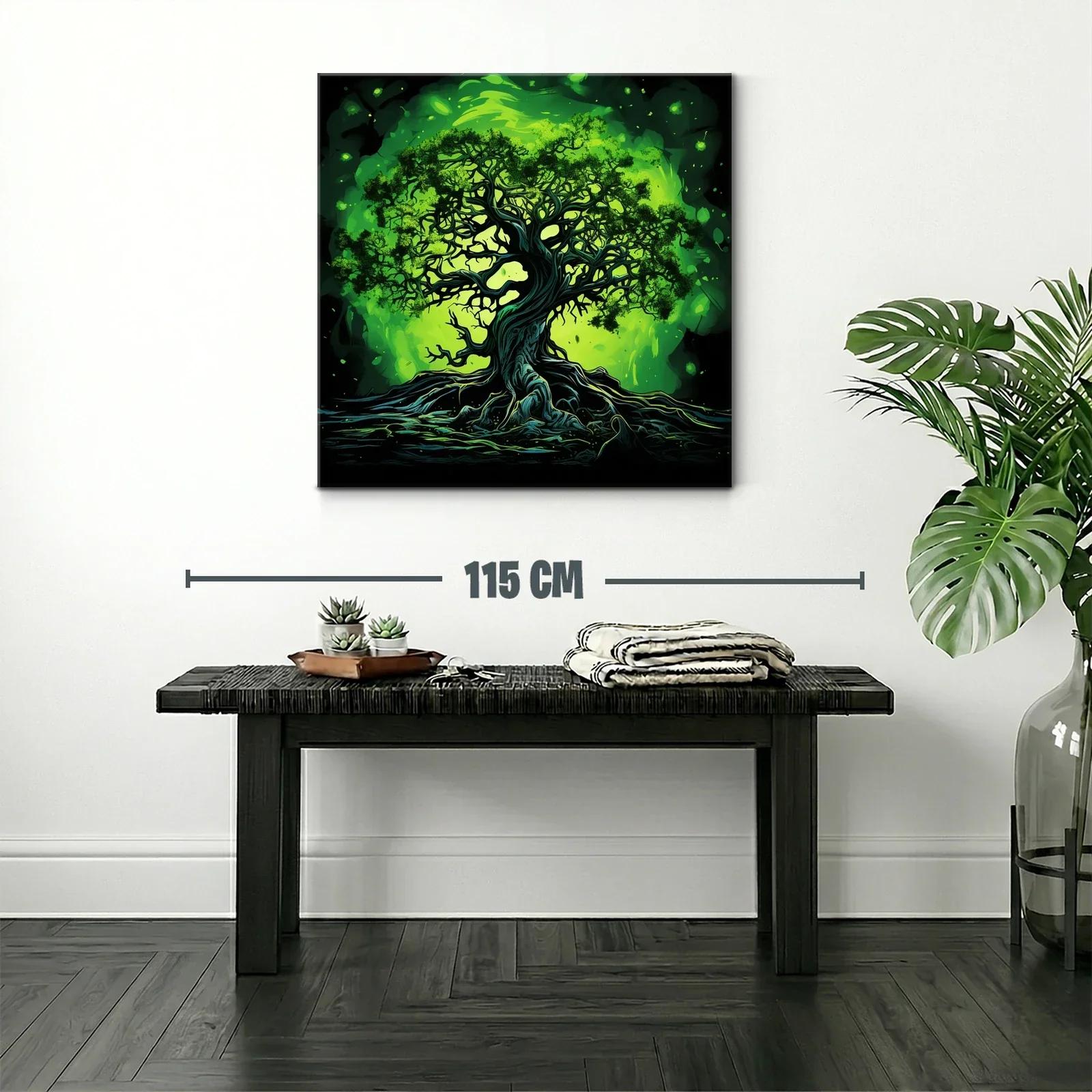 Árbol místico iluminado en tonos verdes vibrantes — miniatura 2