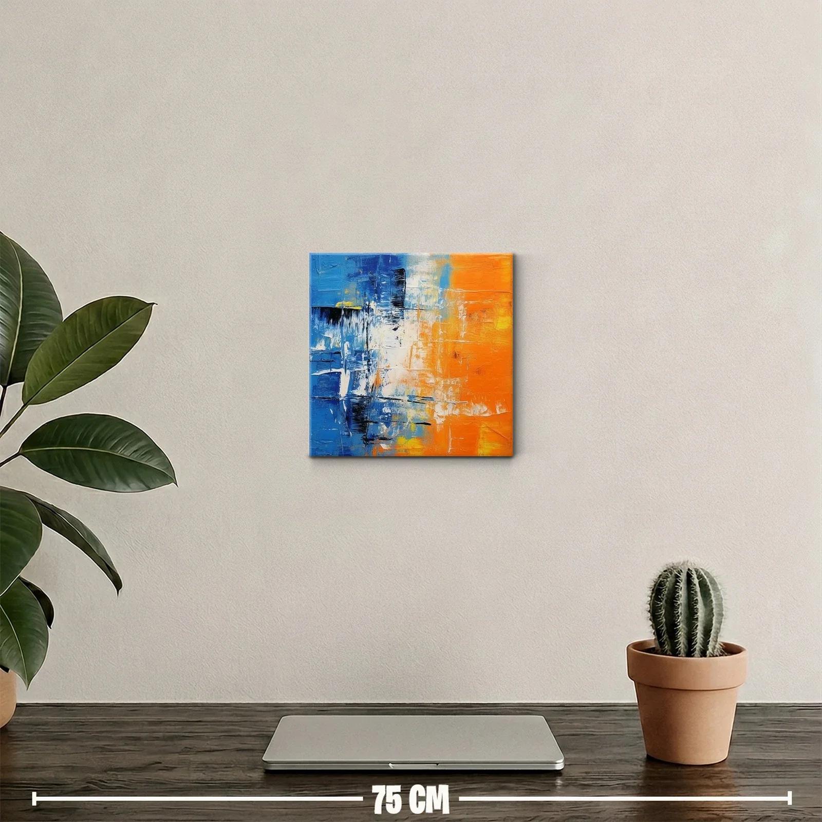 Cuadro abstracto vibrante con contrastes en azul y naranja — miniatura 2