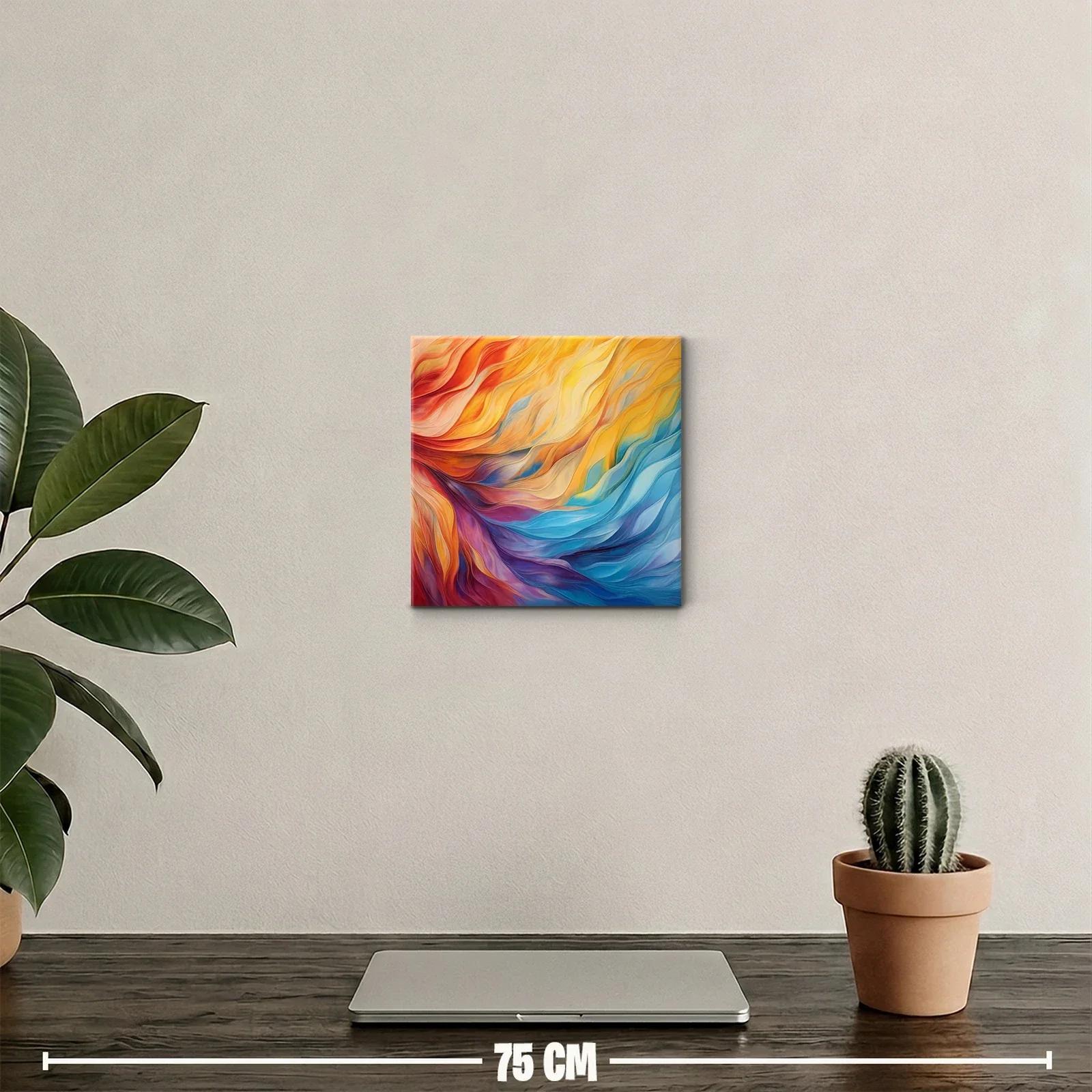 Cuadro abstracto en vibrantes tonos cálidos y fríos — miniatura 2