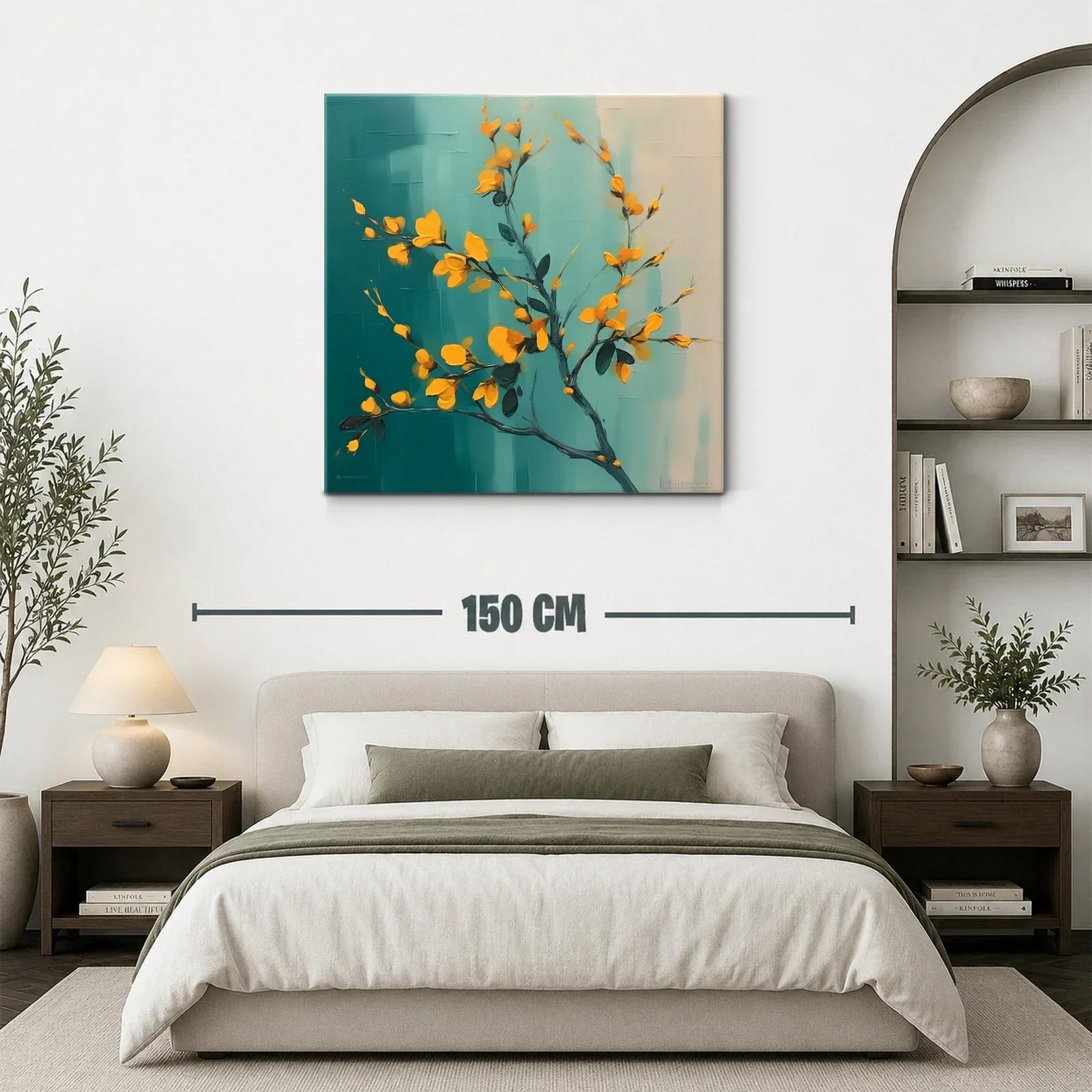 Rama con flores vibrantes sobre fondo turquesa degradado — miniatura 3