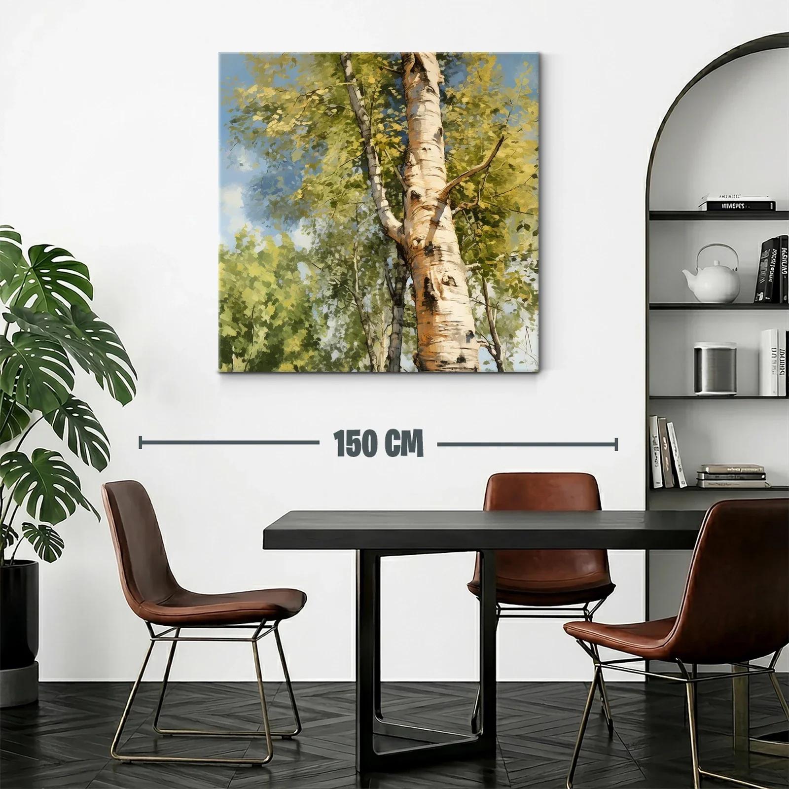 Árbol de abedul con follaje en tonos verdes y cielo azul — miniatura 2