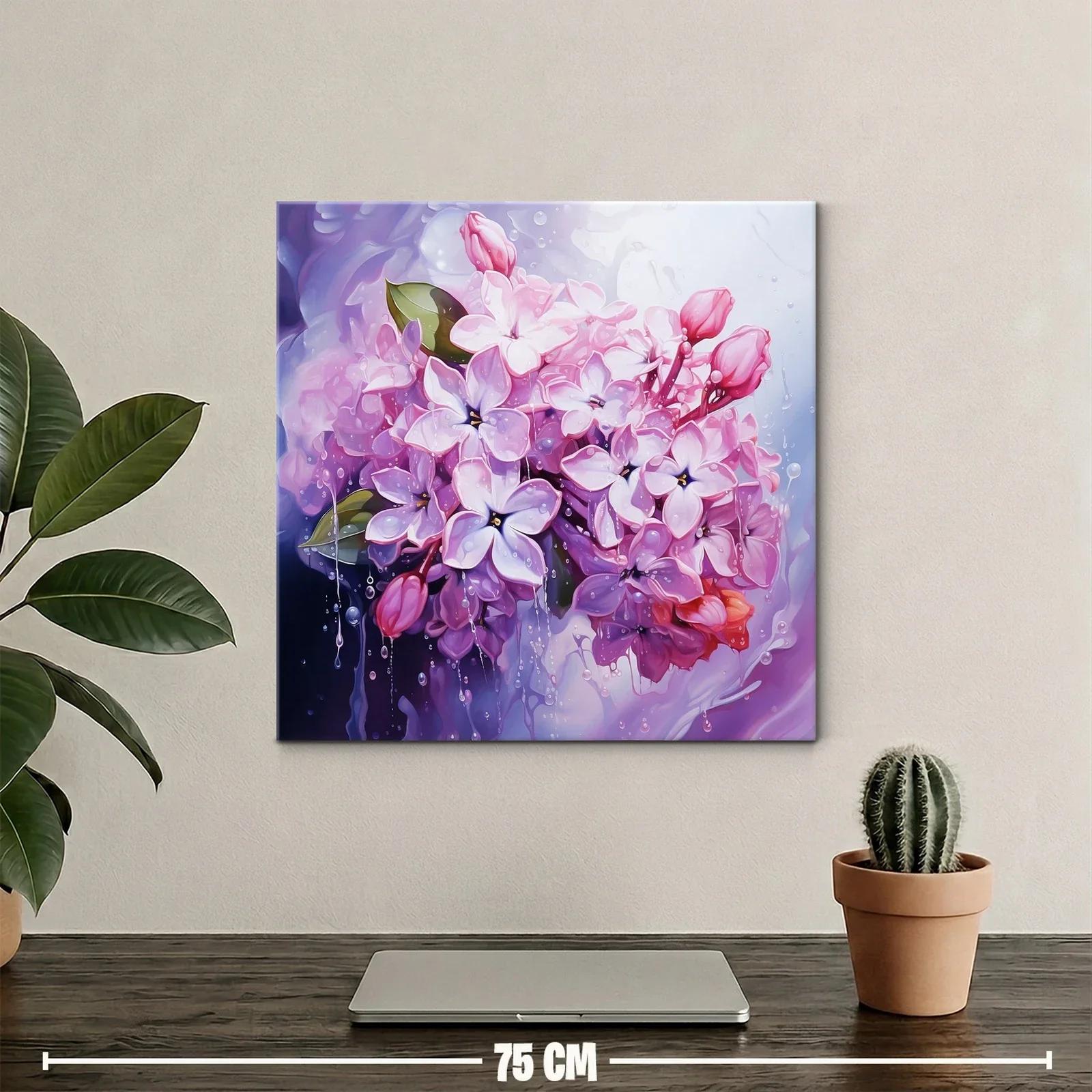 Ramo de flores lilas con gotas de agua brillante — miniatura 2