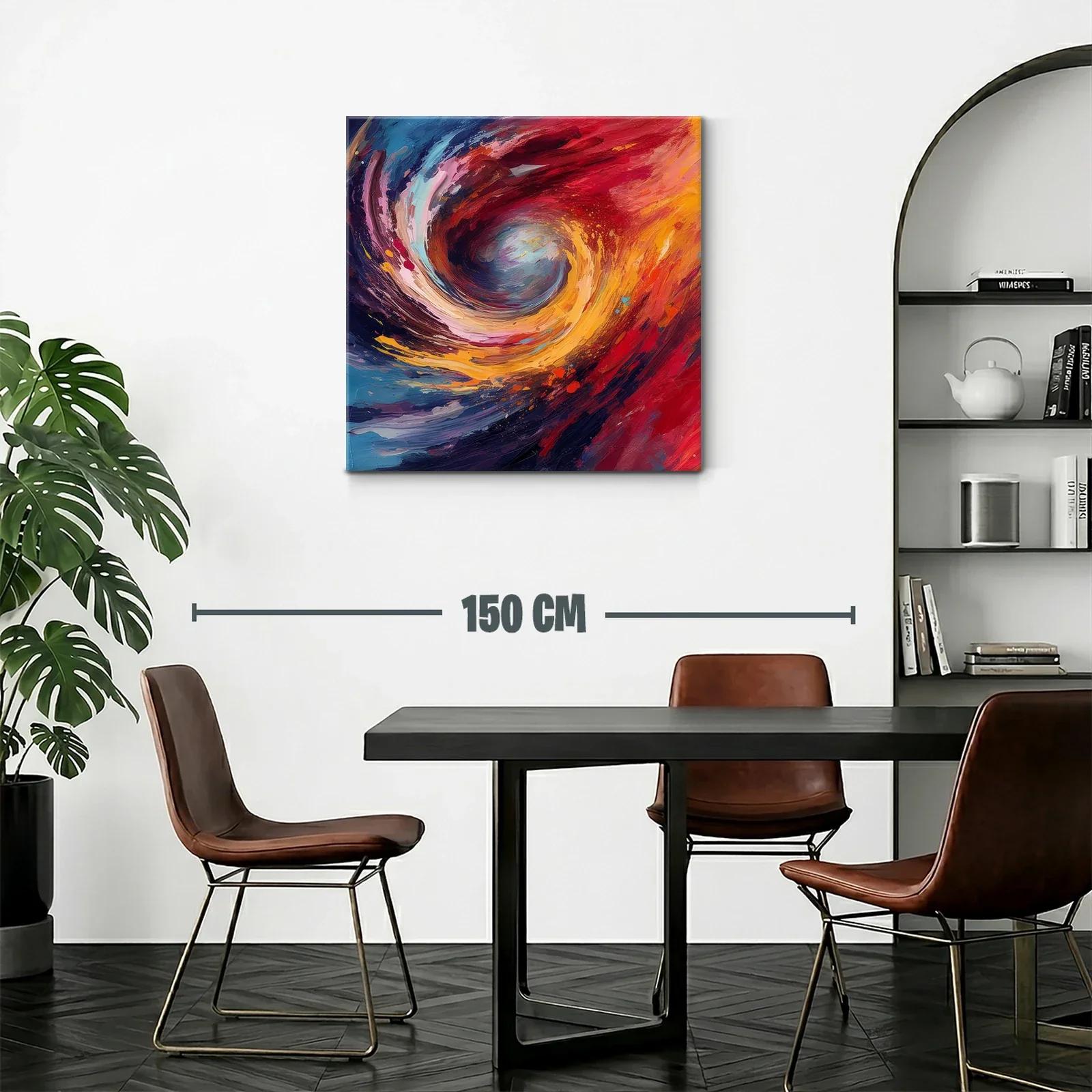 Cuadro abstracto remolino en vibrantes tonos cálidos y fríos — miniatura 2