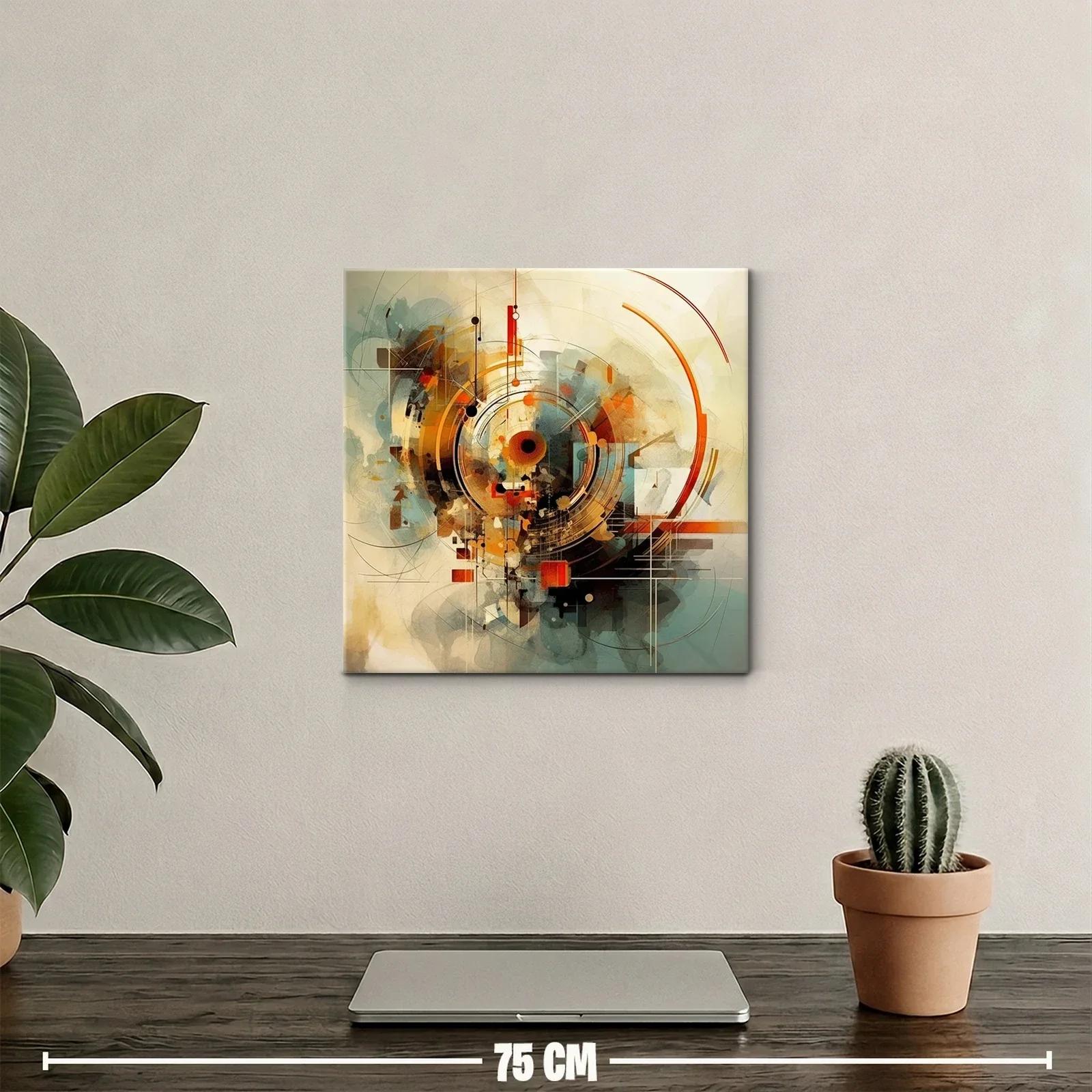 Composición abstracta con círculos y líneas en tonos cálidos — miniatura 2