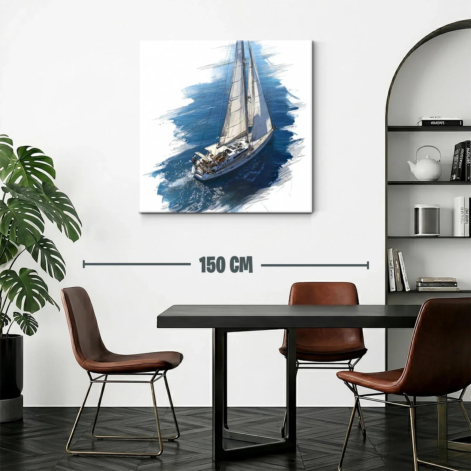 Velero Navegando sobre Mar Azul con Viento Suave — miniatura 2