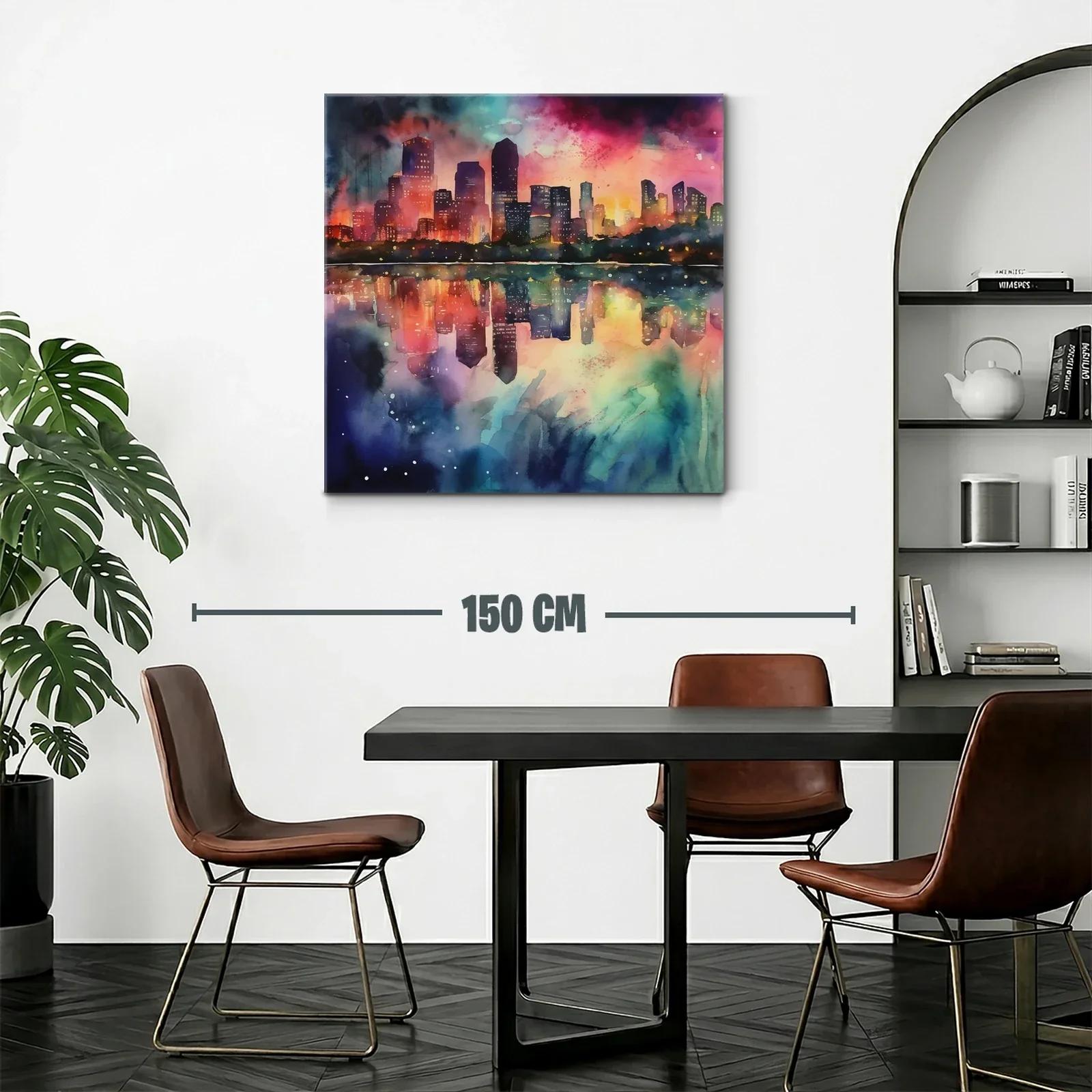 Atardecer urbano con reflejos vibrantes y luz cálida — miniatura 2
