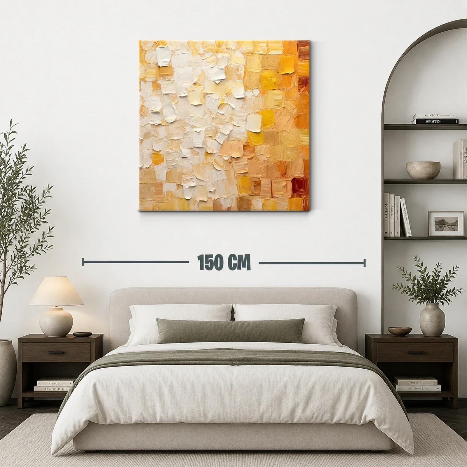 Cuadro abstracto tonos cálidos para ambiente acogedor — miniatura 3