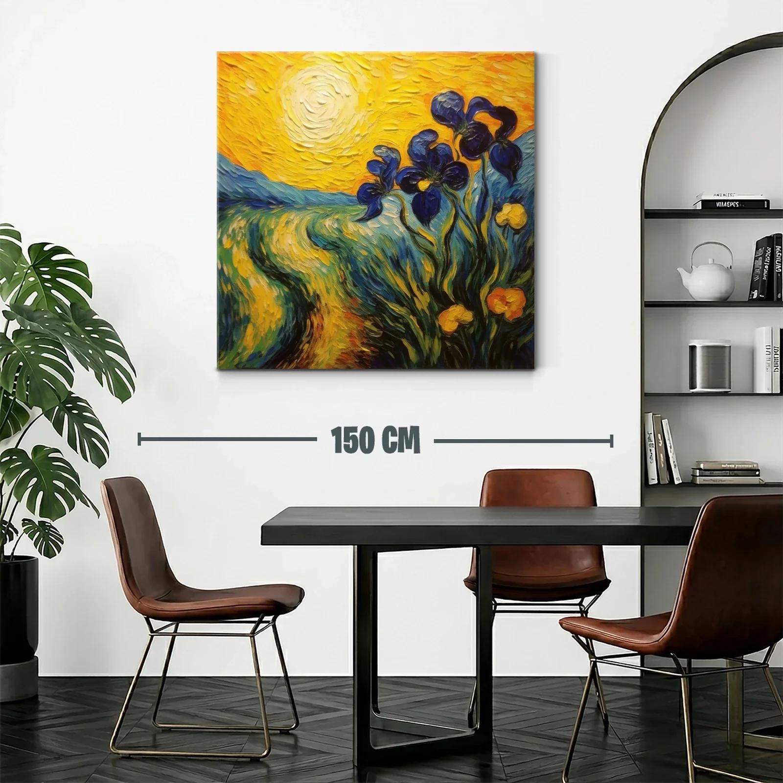 Cuadro vibrante con flores azules bajo el sol brillante — miniatura 2